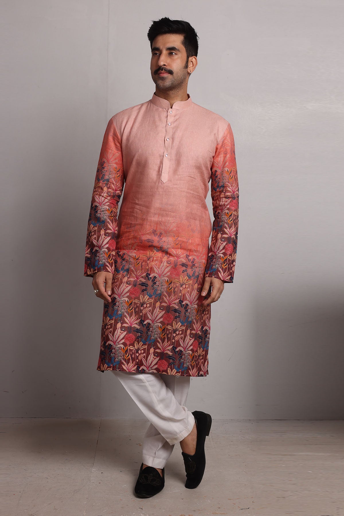 Buy 100% Linen Ombre Printed Kurta by SNEHA B - Men for men online at ScrollnShops