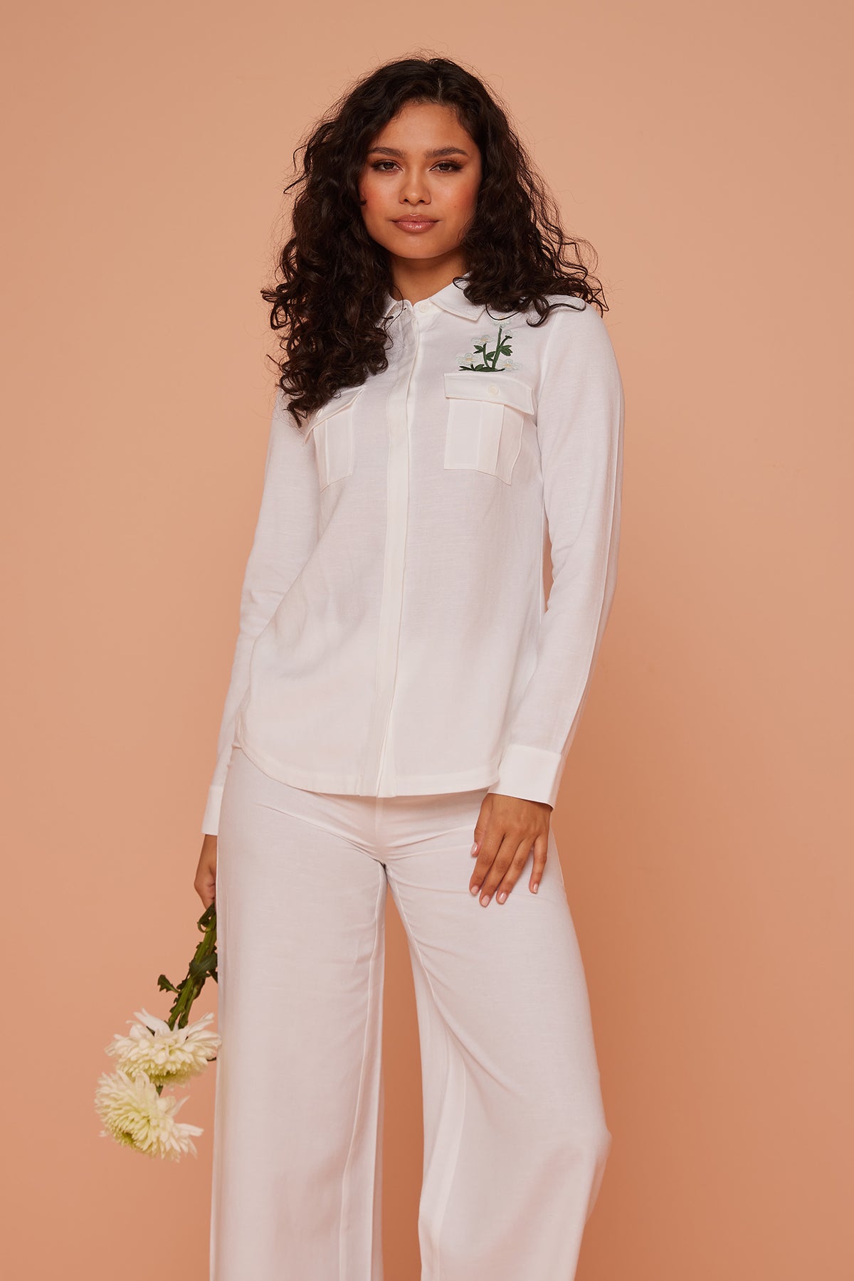 100% Linen Blend Wide-Leg Pants