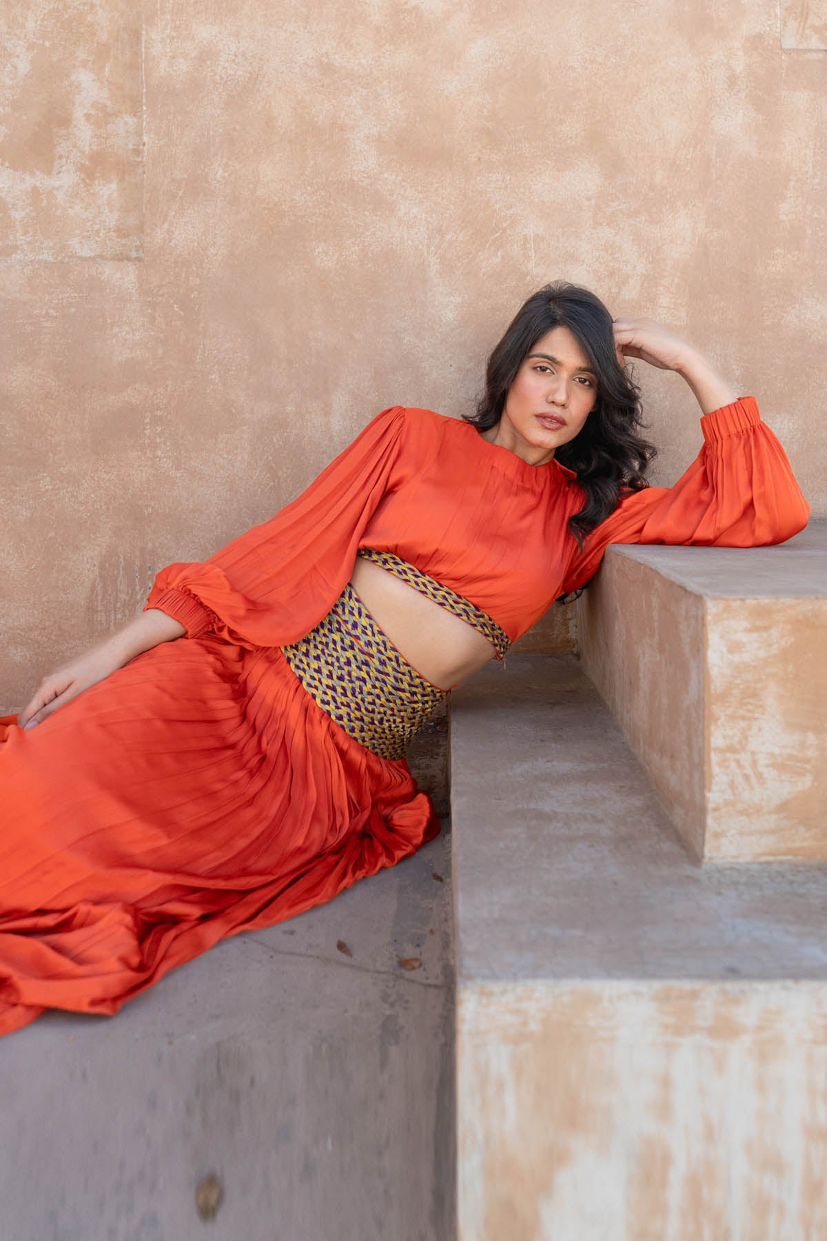 Colorblock Braid Top & Skirt