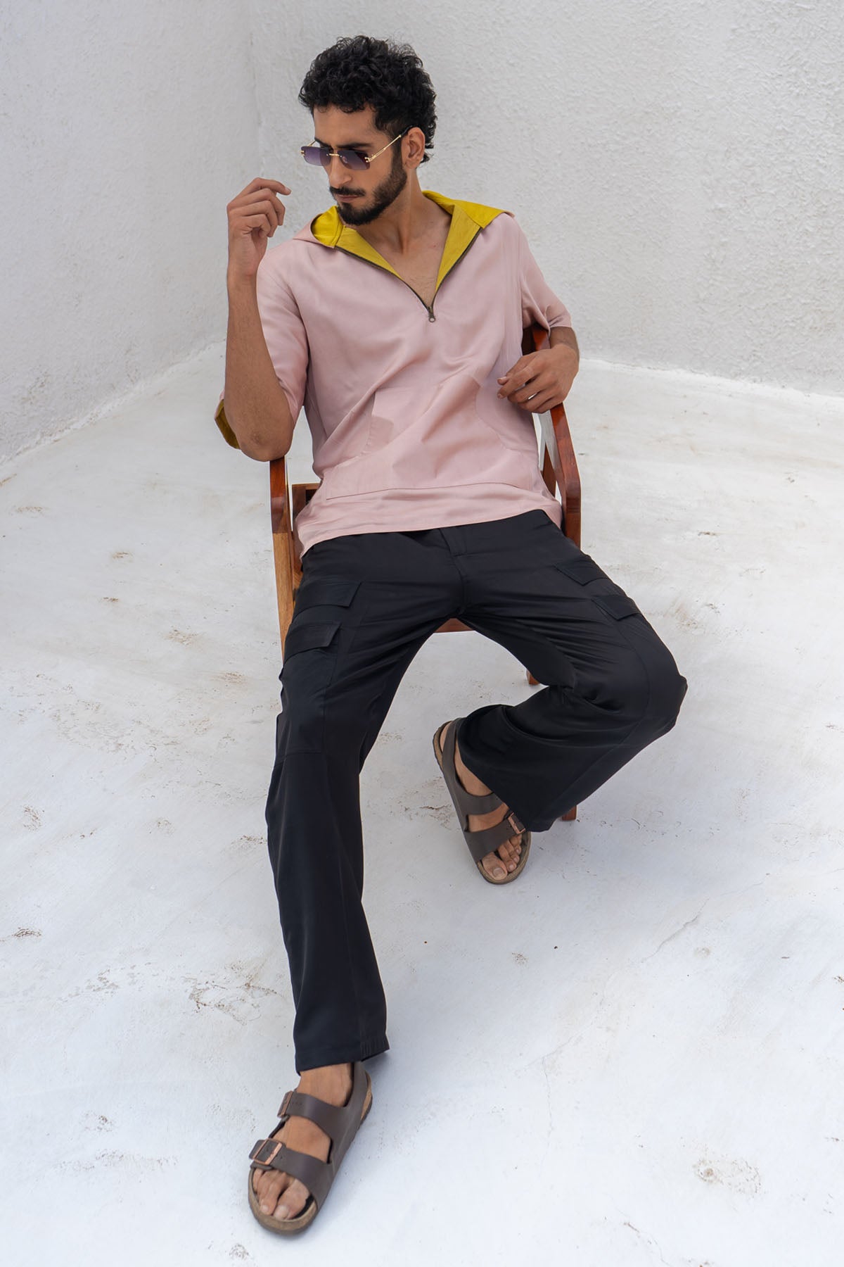 Pink & Yellow Colorblock Hoodie