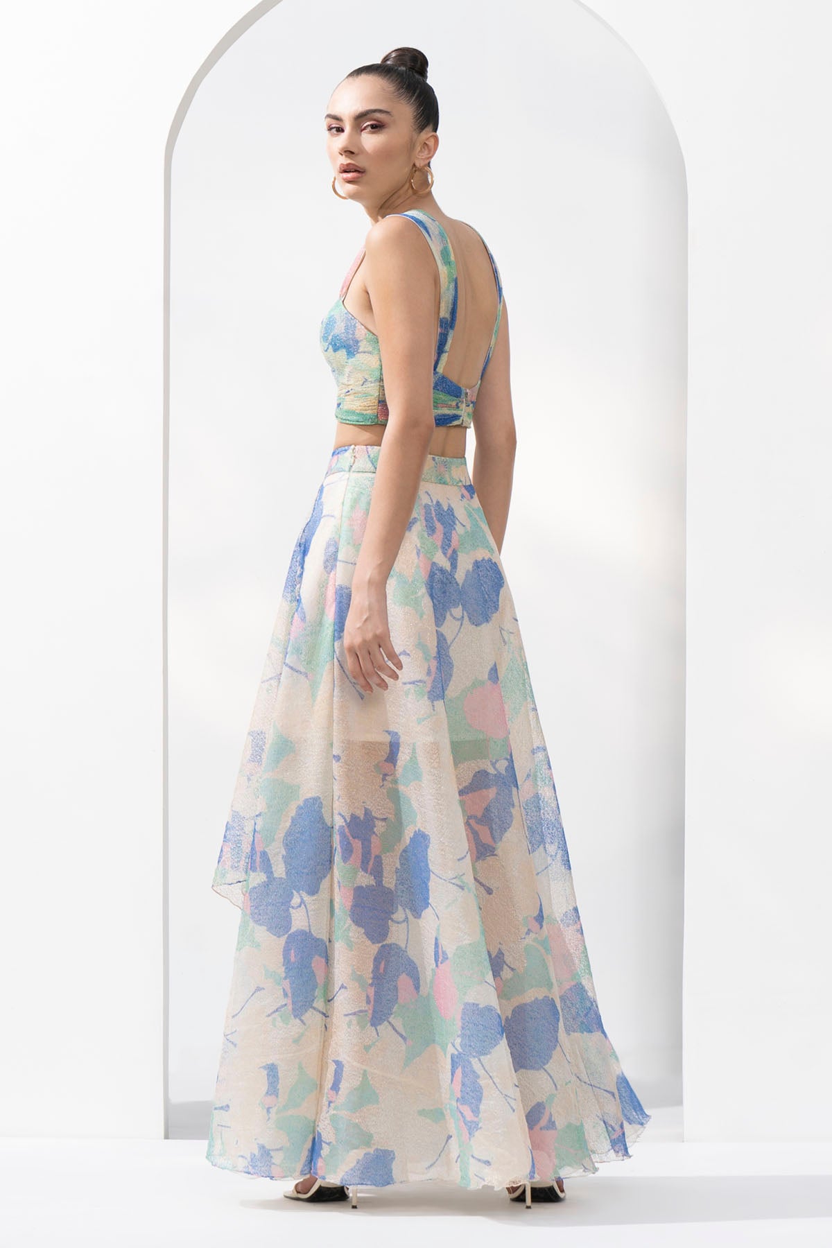 Mesh Lurex Printed Co-ord Set