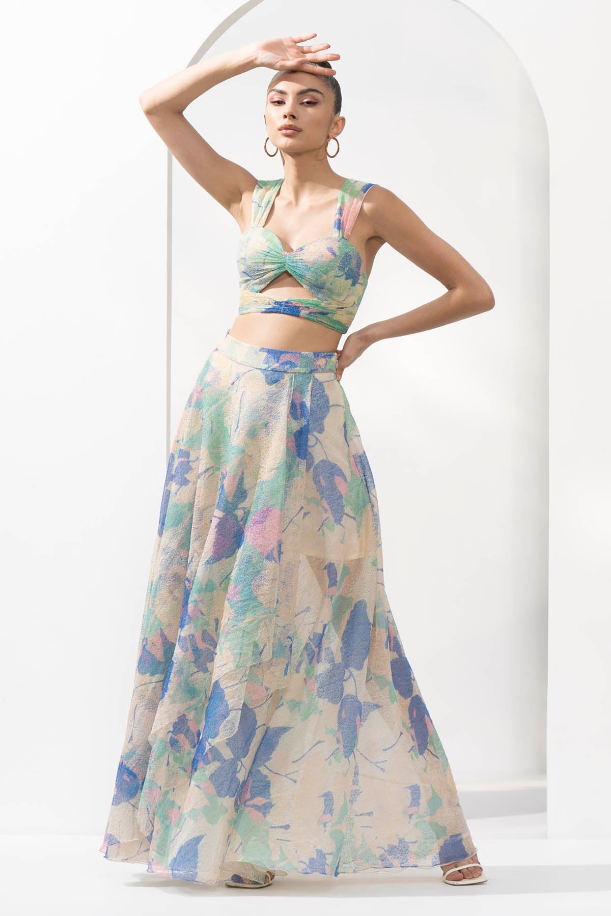 Mesh Lurex Printed Co-ord Set