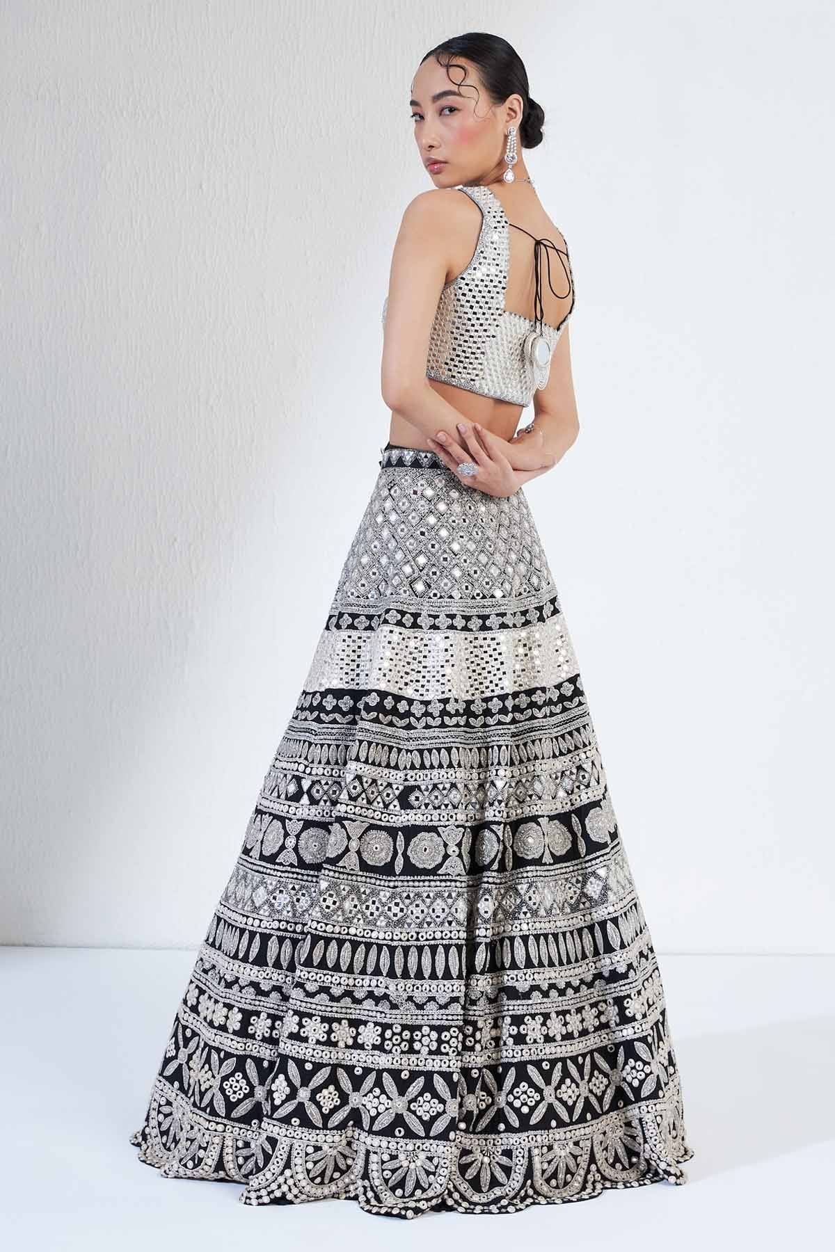 Black & Silver Mirror Lehenga Set