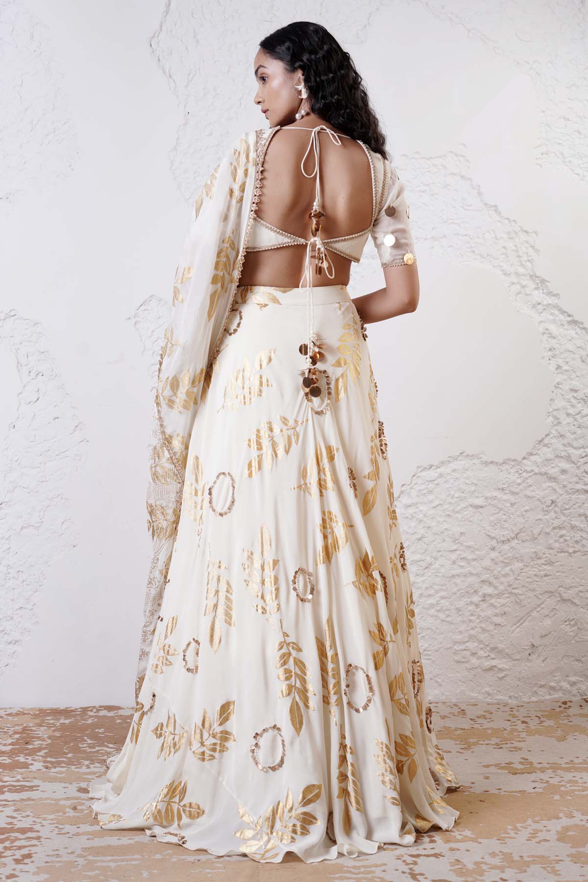 Ivory Foil Print Lehenga Set
