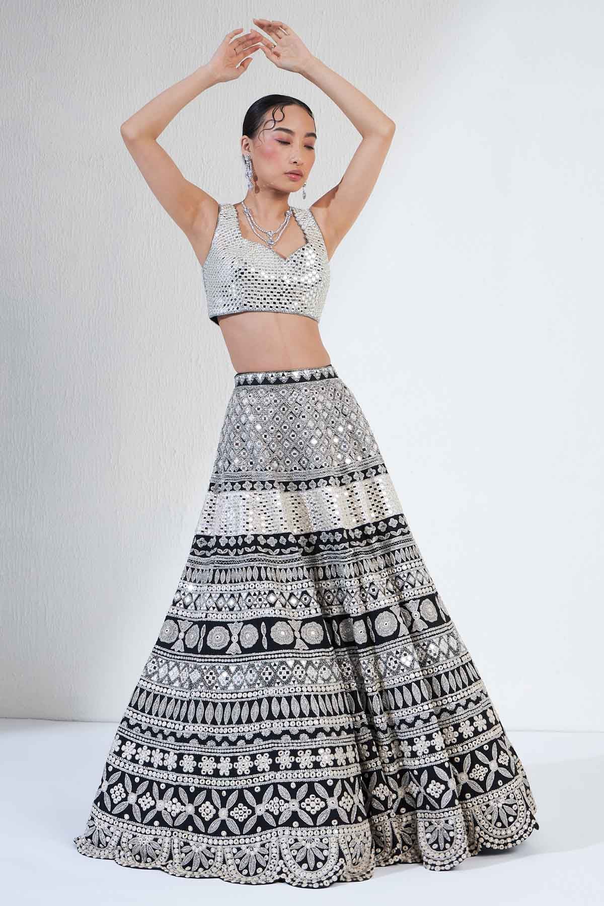 Black & Silver Mirror Lehenga Set