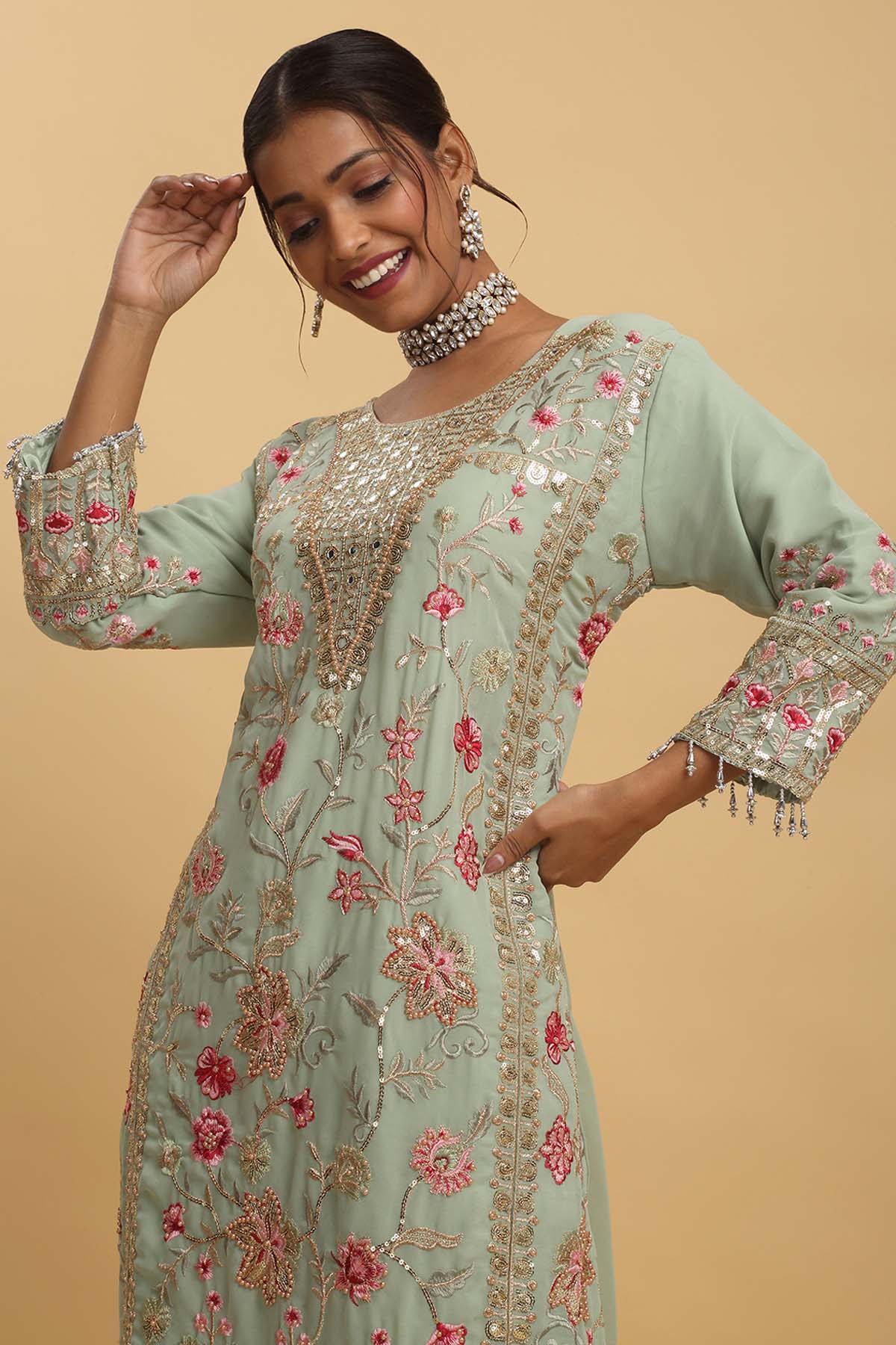 Pastel Embroidered Kurta Set