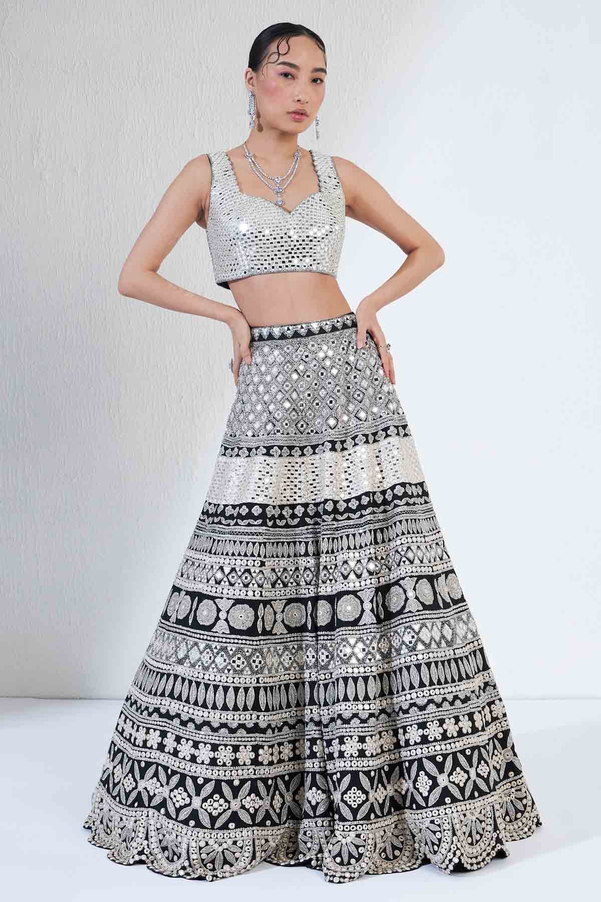Black & Silver Mirror Lehenga Set