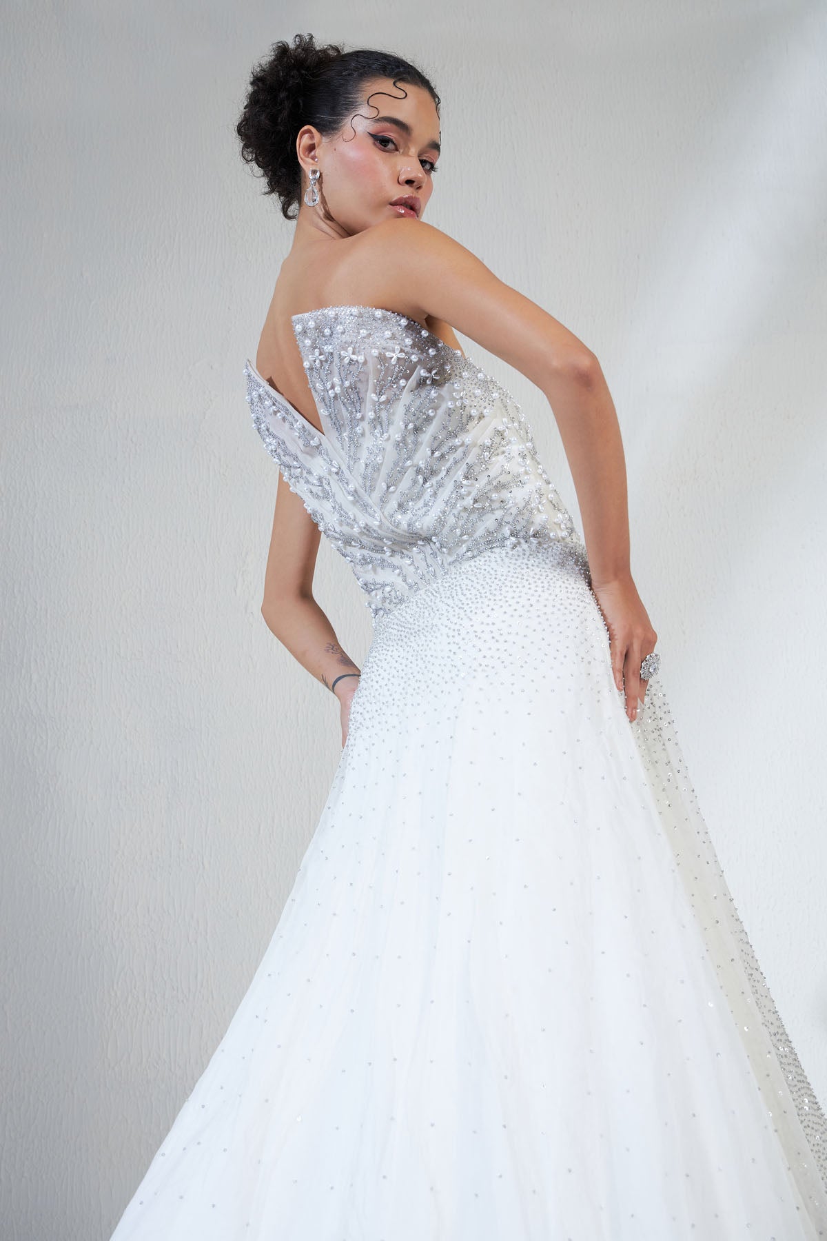 Rhinestones Layered Corset Gown