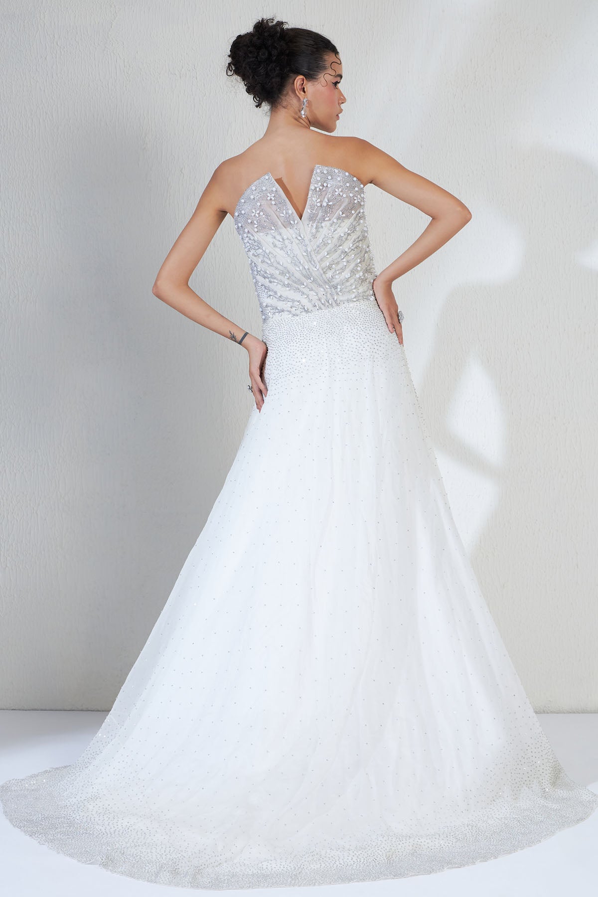 Rhinestones Layered Corset Gown