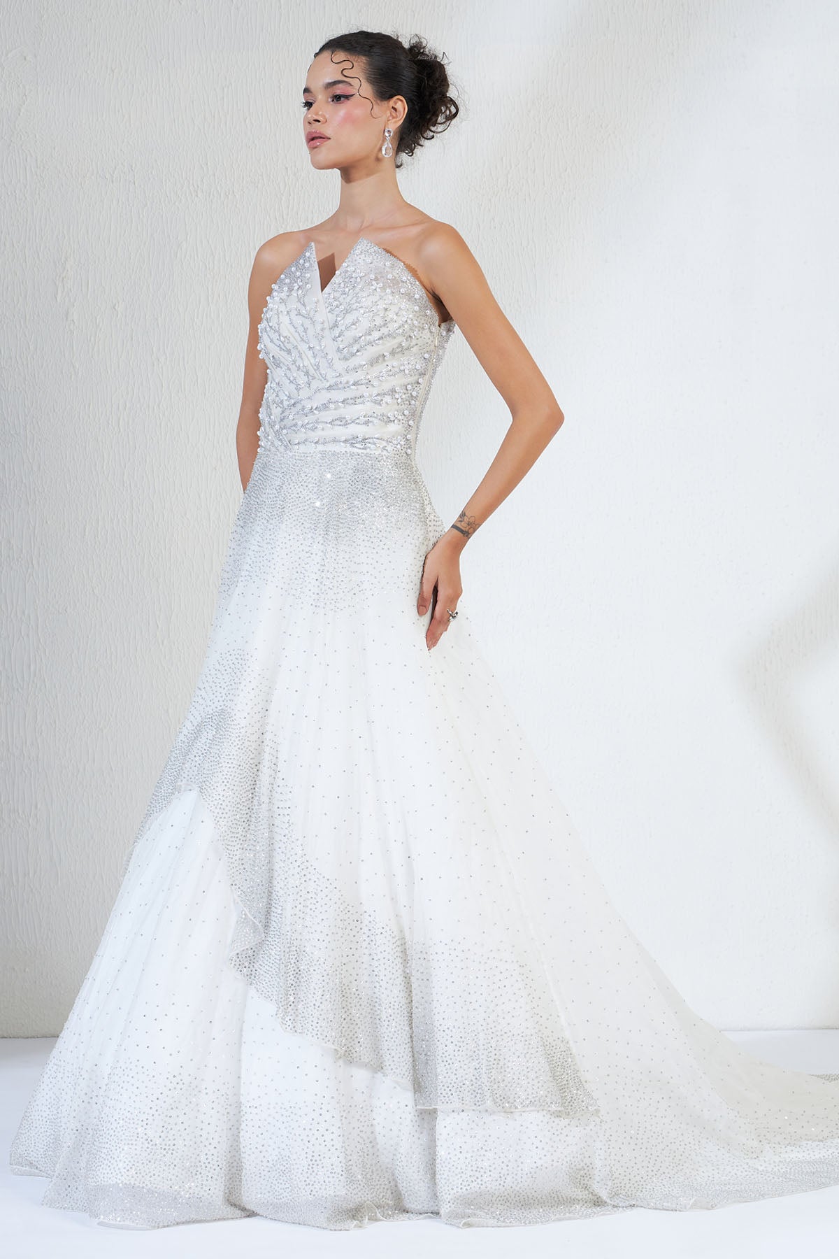 Rhinestones Layered Corset Gown