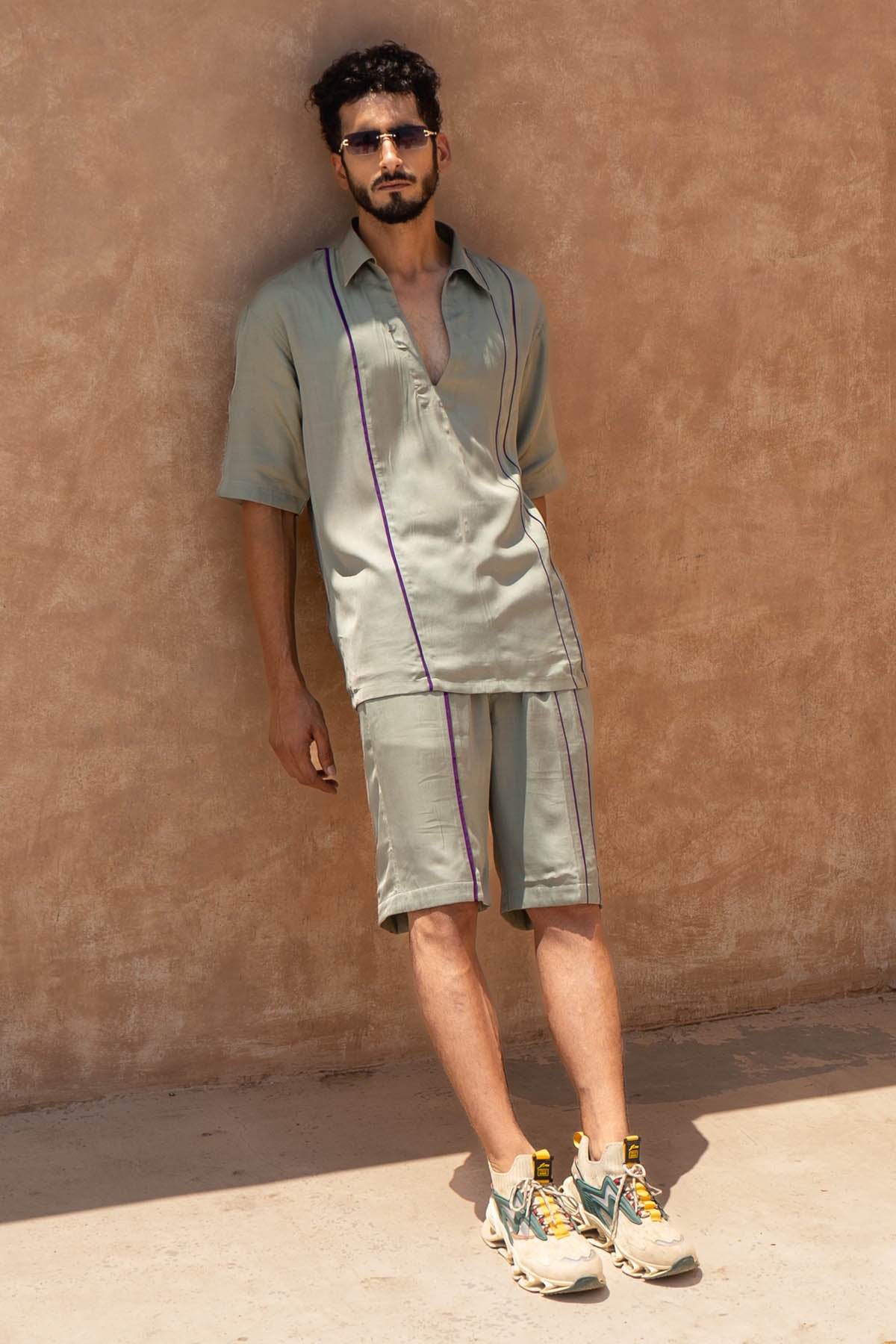 Buy Neora by Nehal ChopraGreen Bemberg Modal Silk Shirt for Men Online