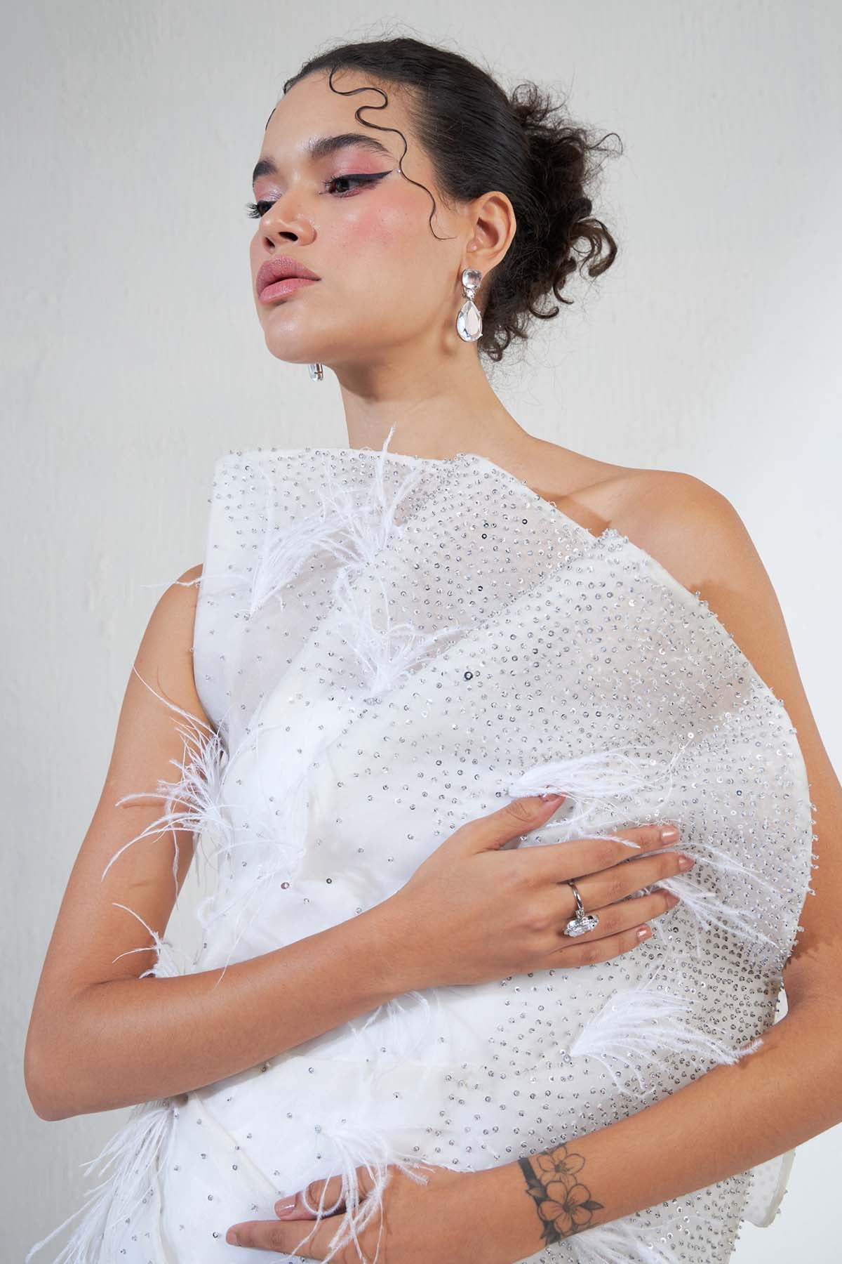 White Oppaque Crystals Jumpsuit