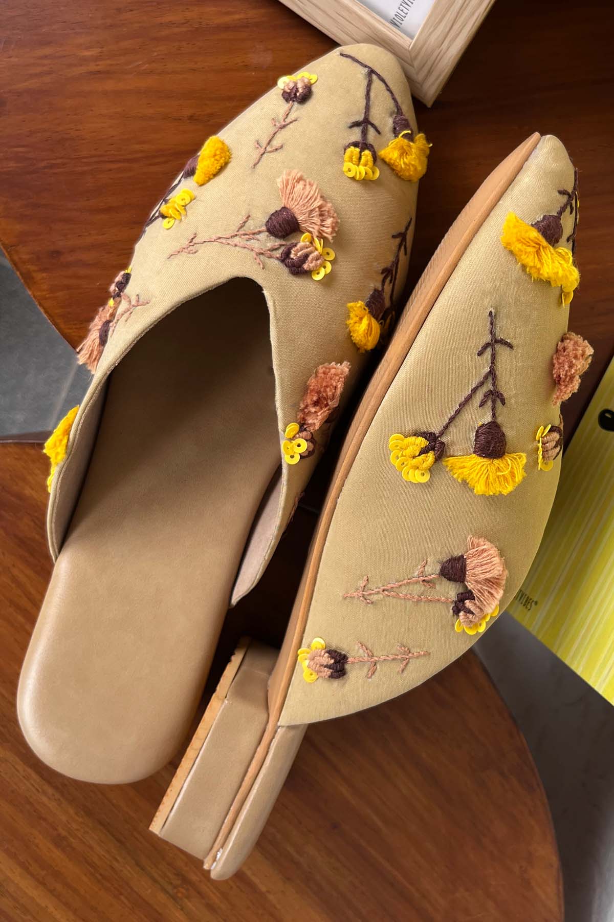 3D Floral Embroidered Mules