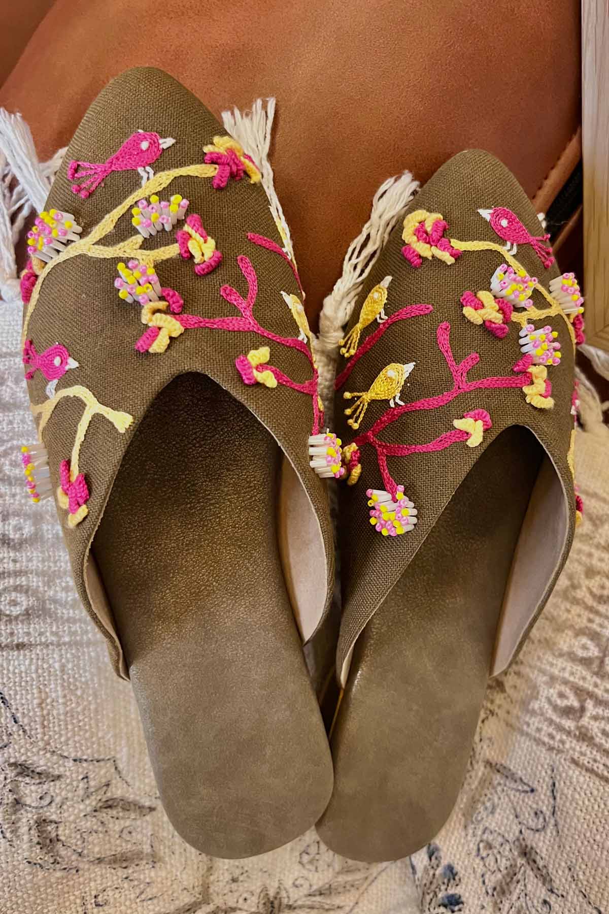 3D Hand Embroidered Mules
