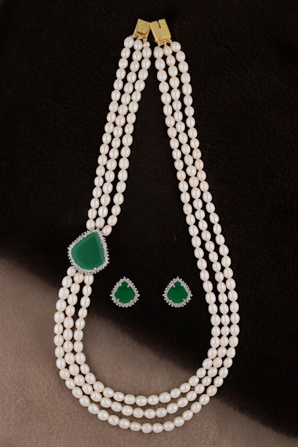 Buy 3 Lines Pearl Necklace & Studs for women by J Pearls online available at scrollnshops