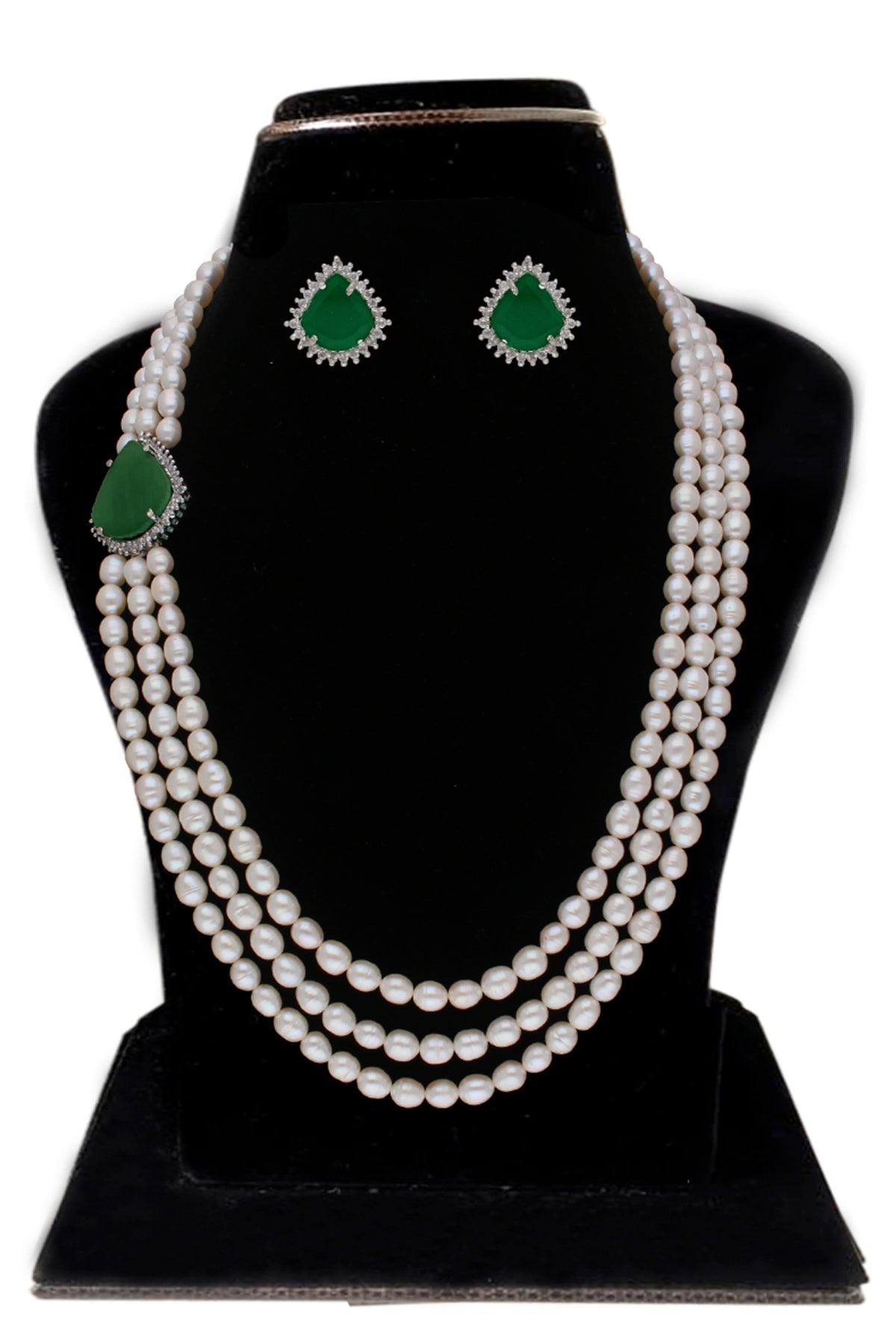 3 Lines Pearl Necklace & Studs