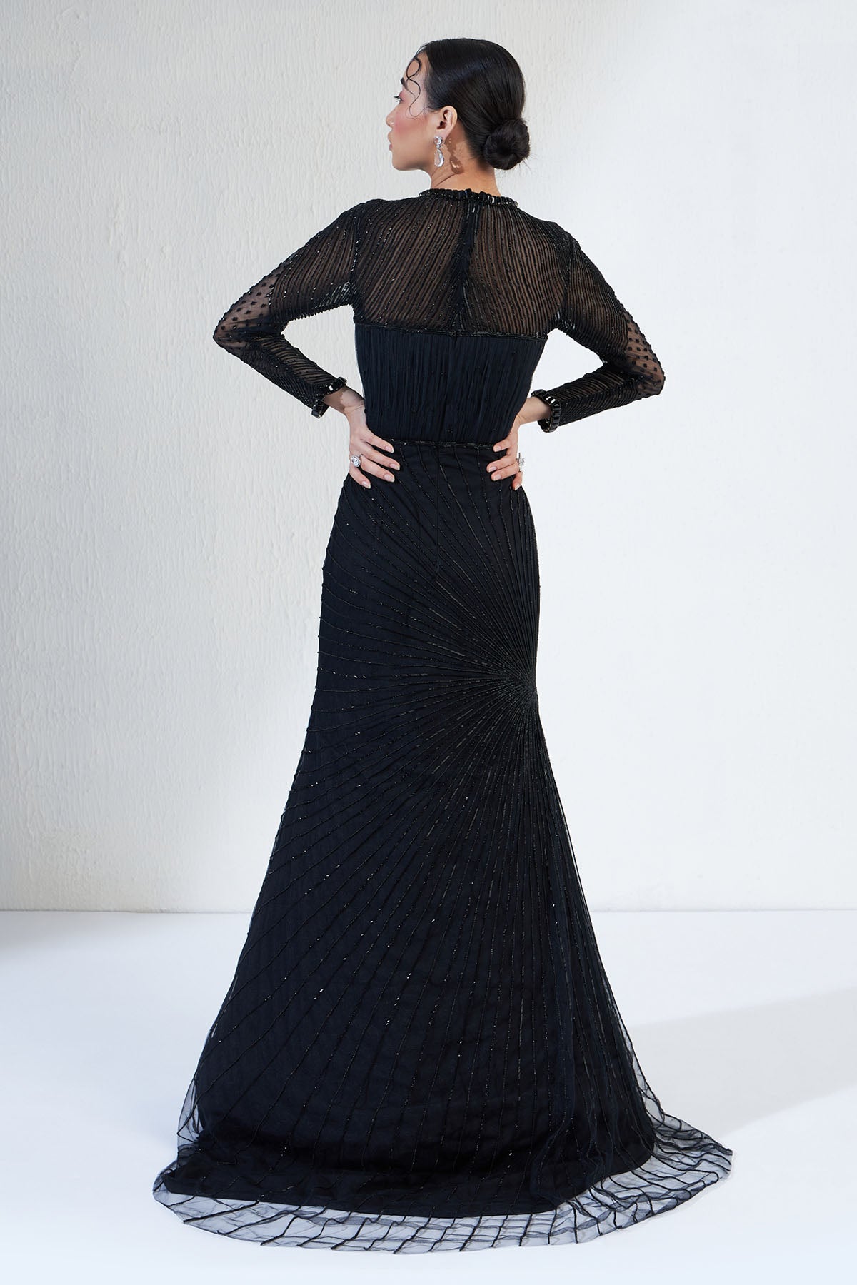 Cutdana Embroidered Ruched Gown