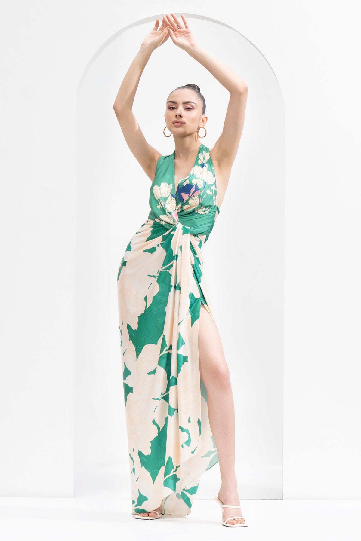 Halter Neck Satin Dress