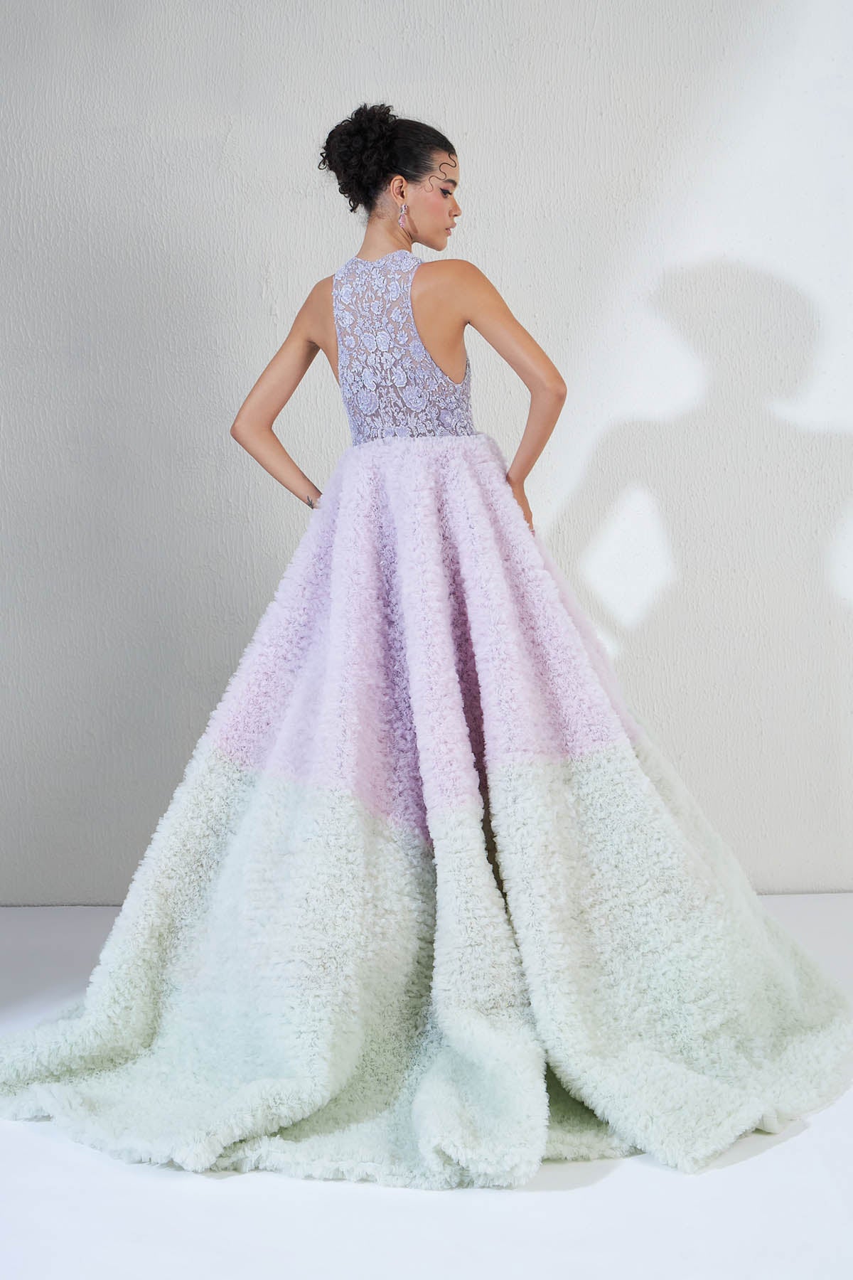 Melange Sequins Layered Gown