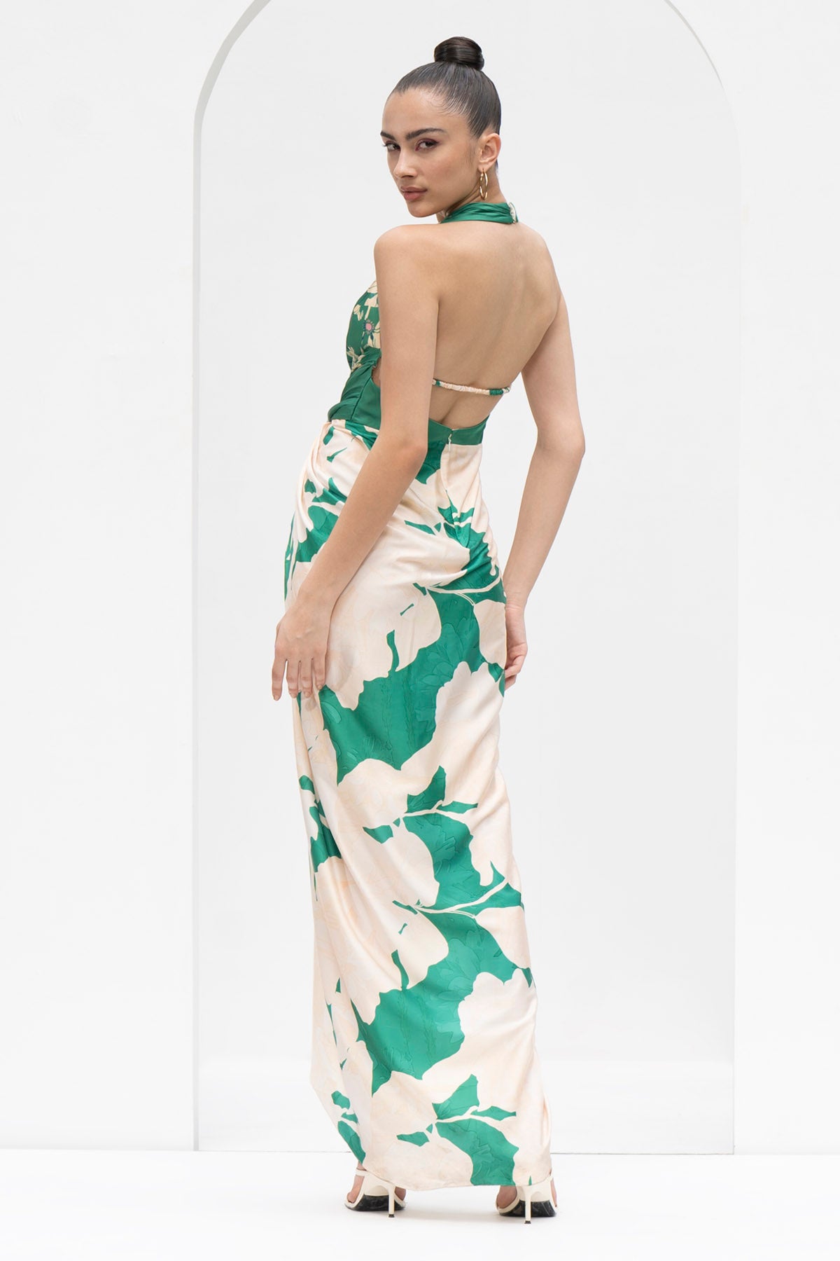 Halter Neck Draped Dress