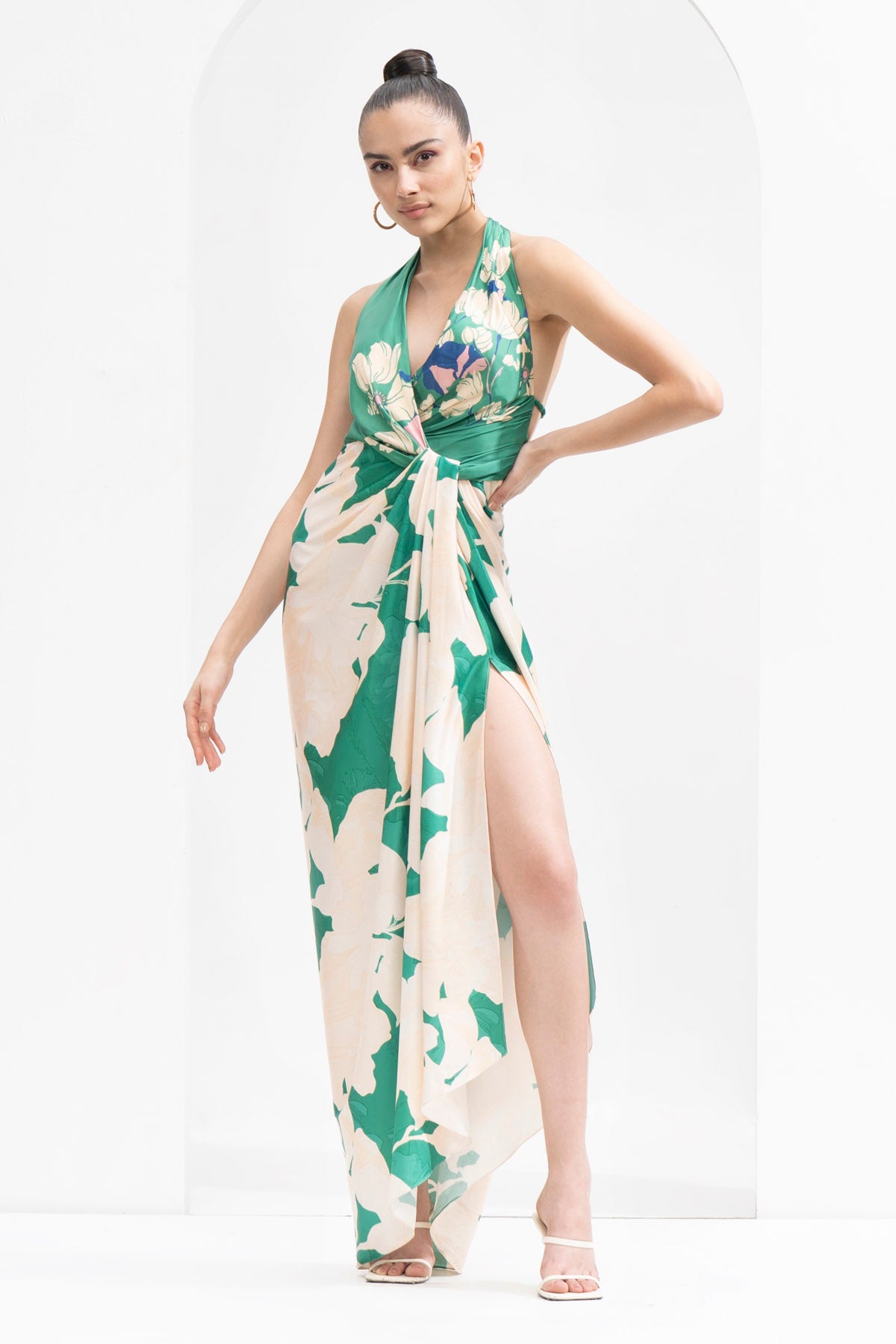 Halter Neck Draped Dress