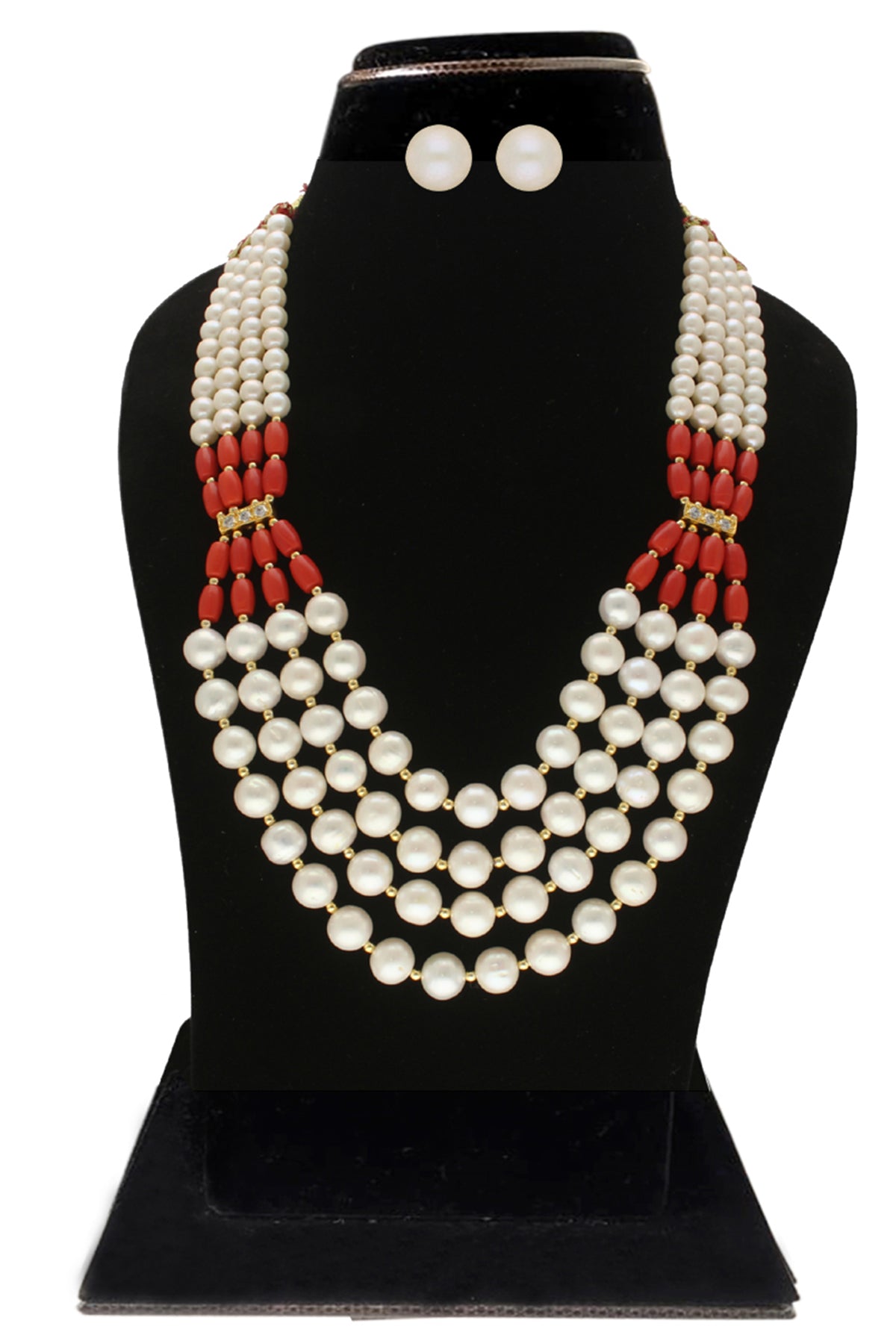 5 Line White Pearl Necklace Set