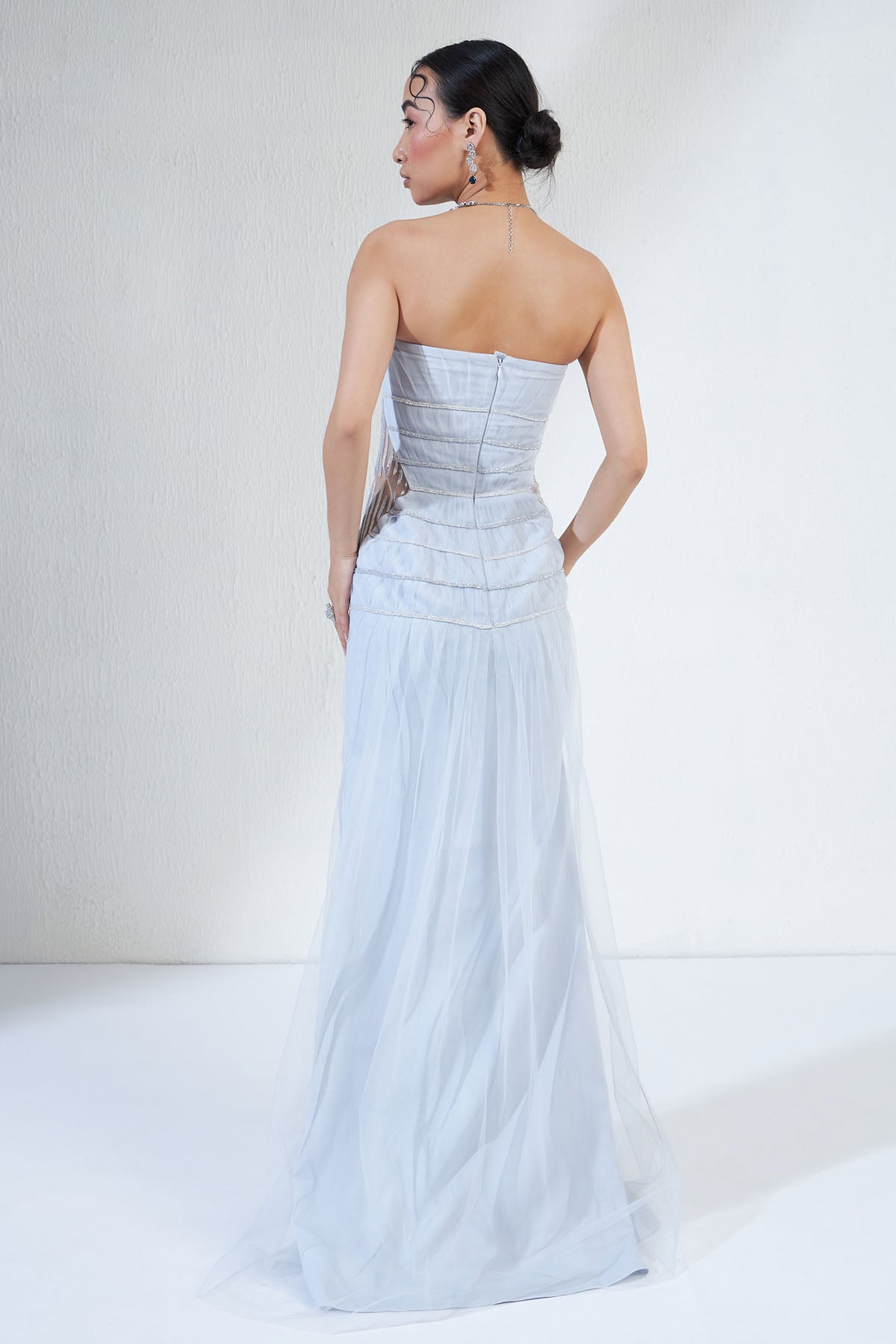 Micro-Pleated Embroidered Gown