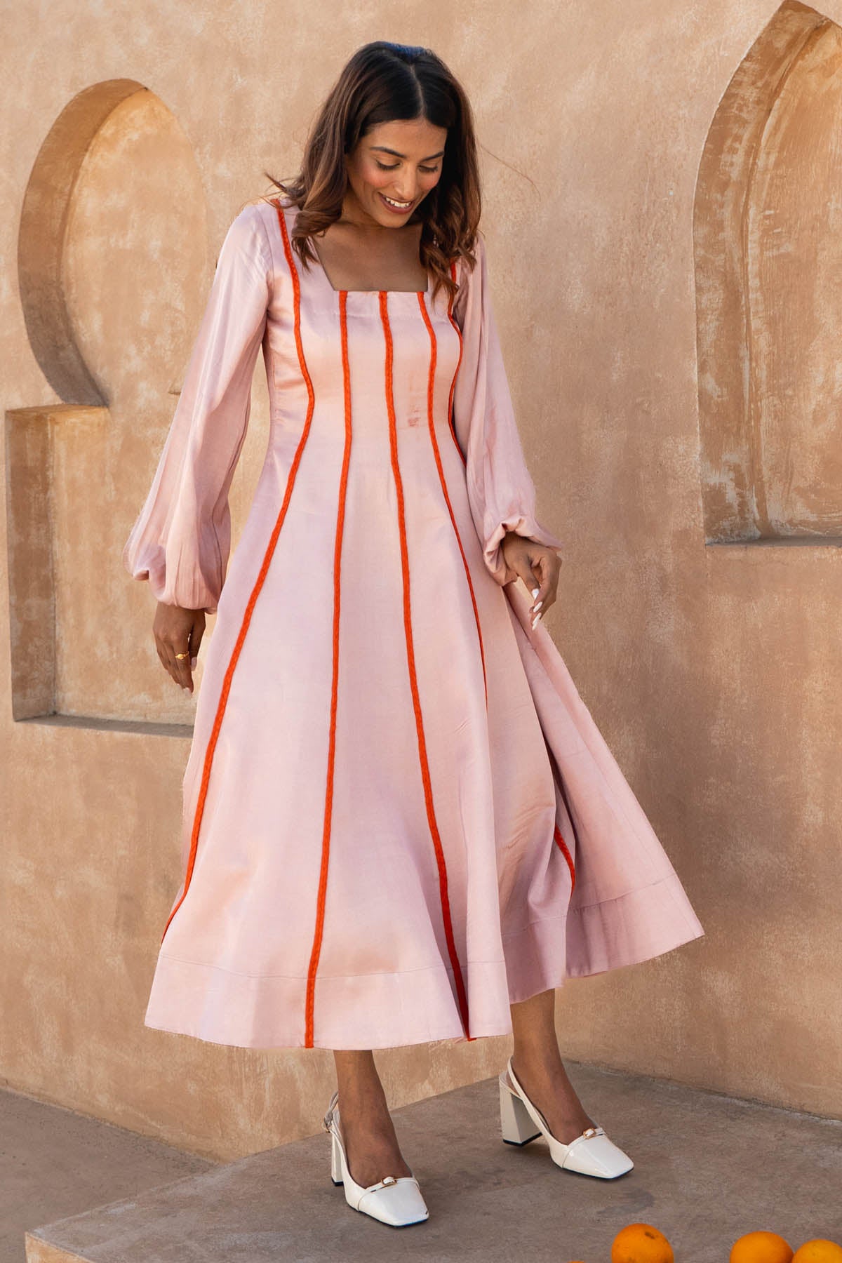 Buy Neora by Nehal ChopraPink And Orange Braid Dress for Women Online
