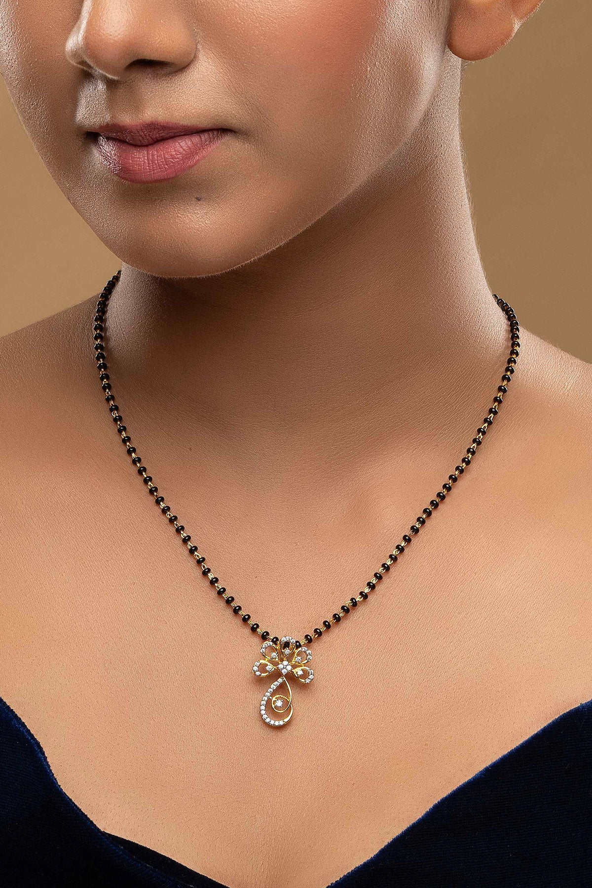 Buy 925 Silver Flower Mangalsutra for women by Sica online available at scrollnshops