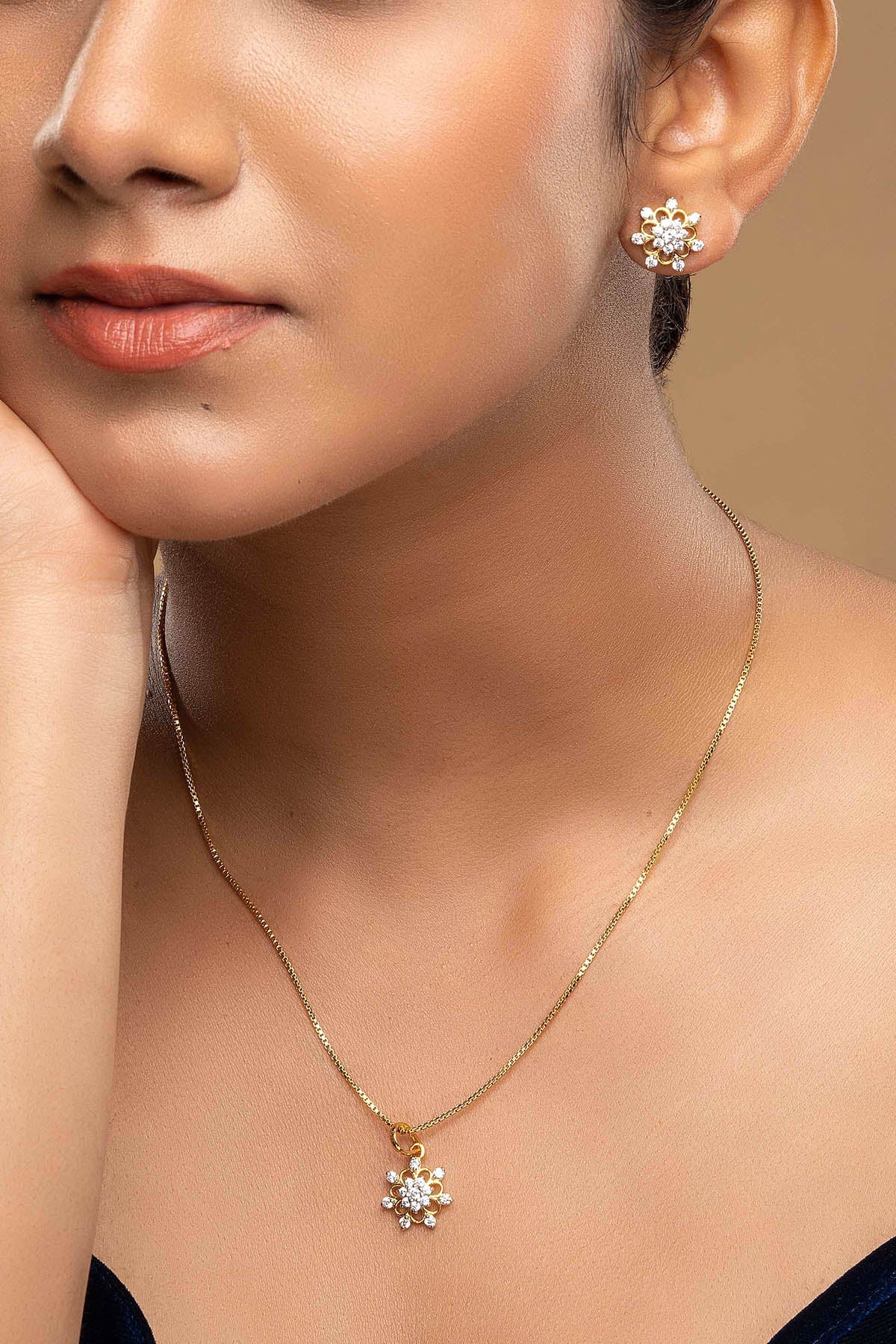 Buy 925 Silver Flower Pendant Set for women by Sica online available at scrollnshops