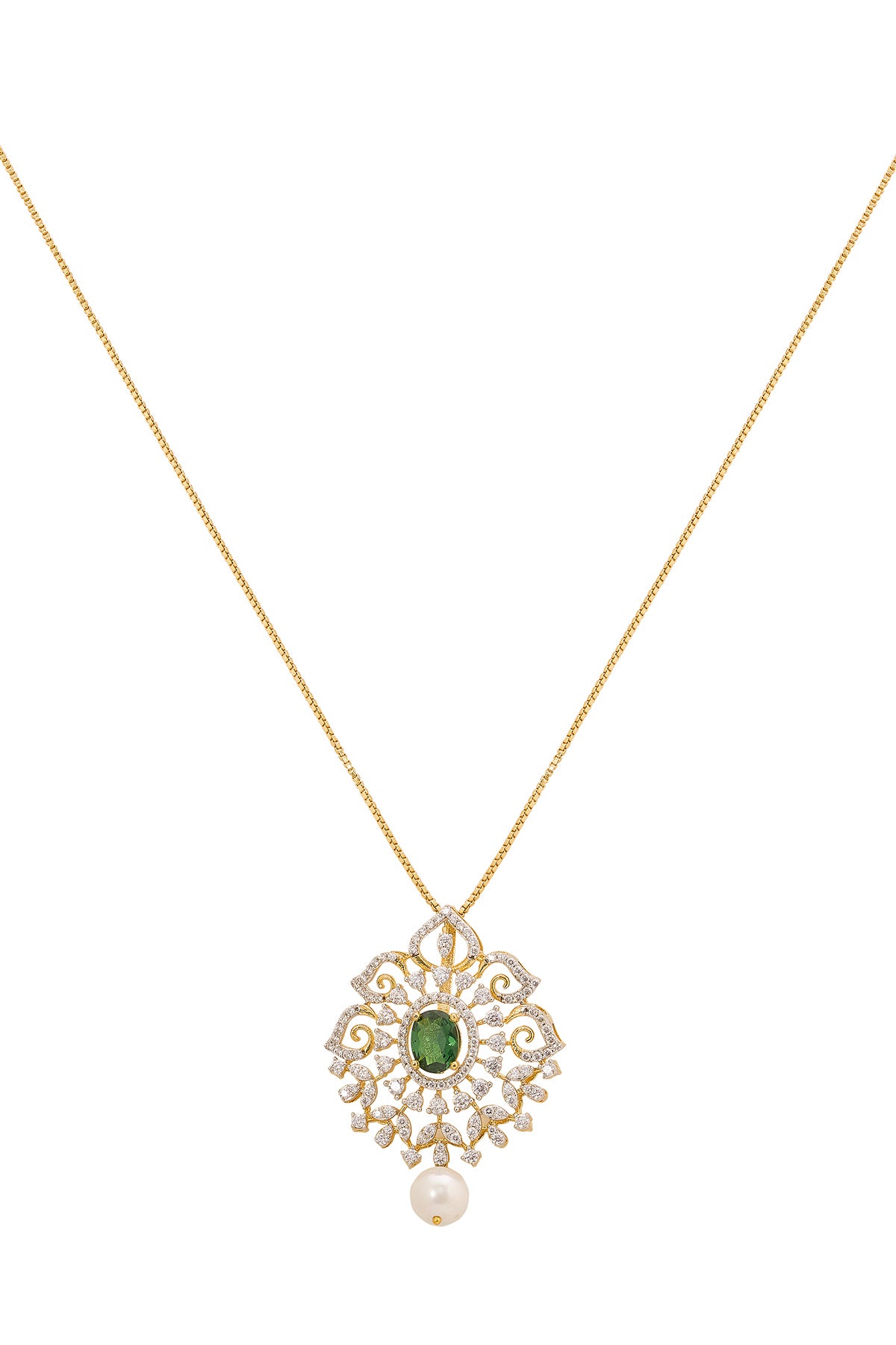 925 Silver Green Studs Pendant