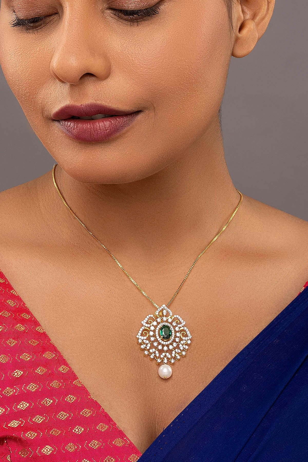 Buy  925 Silver Green Studs Pendant for women by Sica online available at scrollnshops