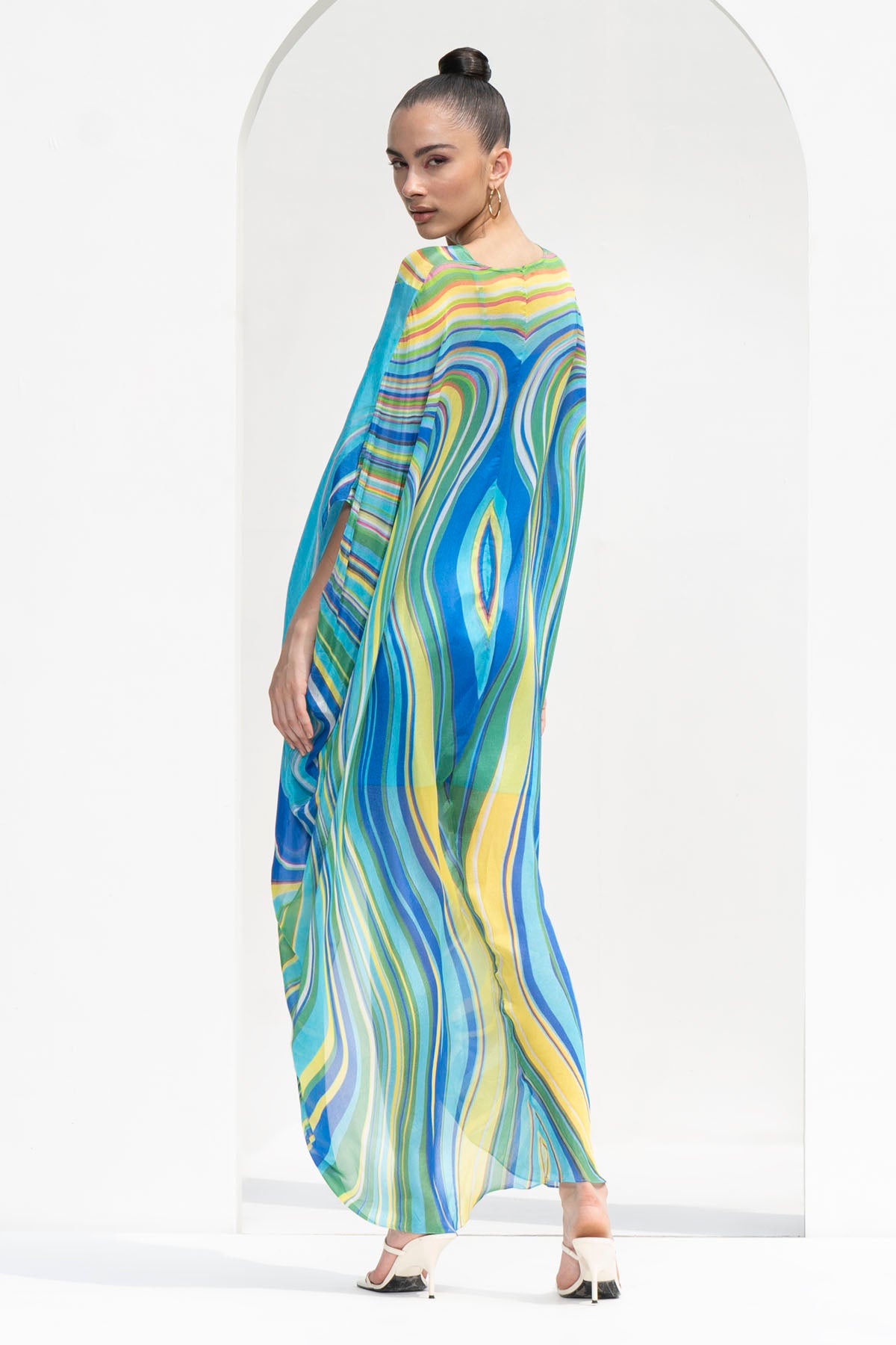 Marble Print Chiffon Kaftan