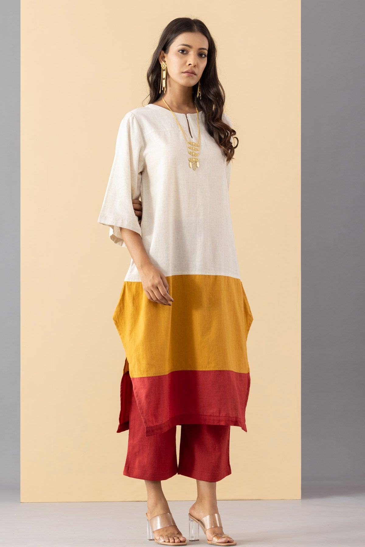 A-Line 3 Tone Tunic & Red Pants