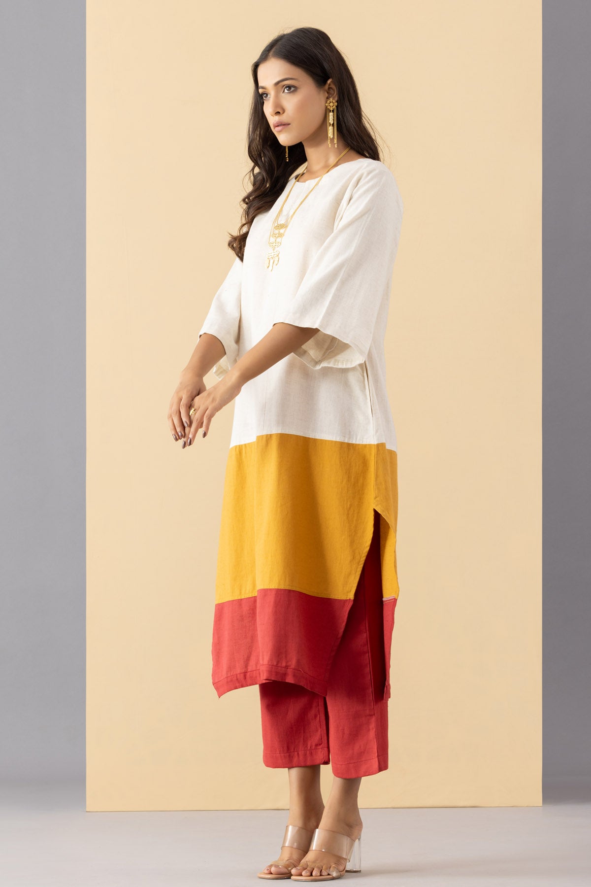 A-Line 3 Tone Tunic & Red Pants