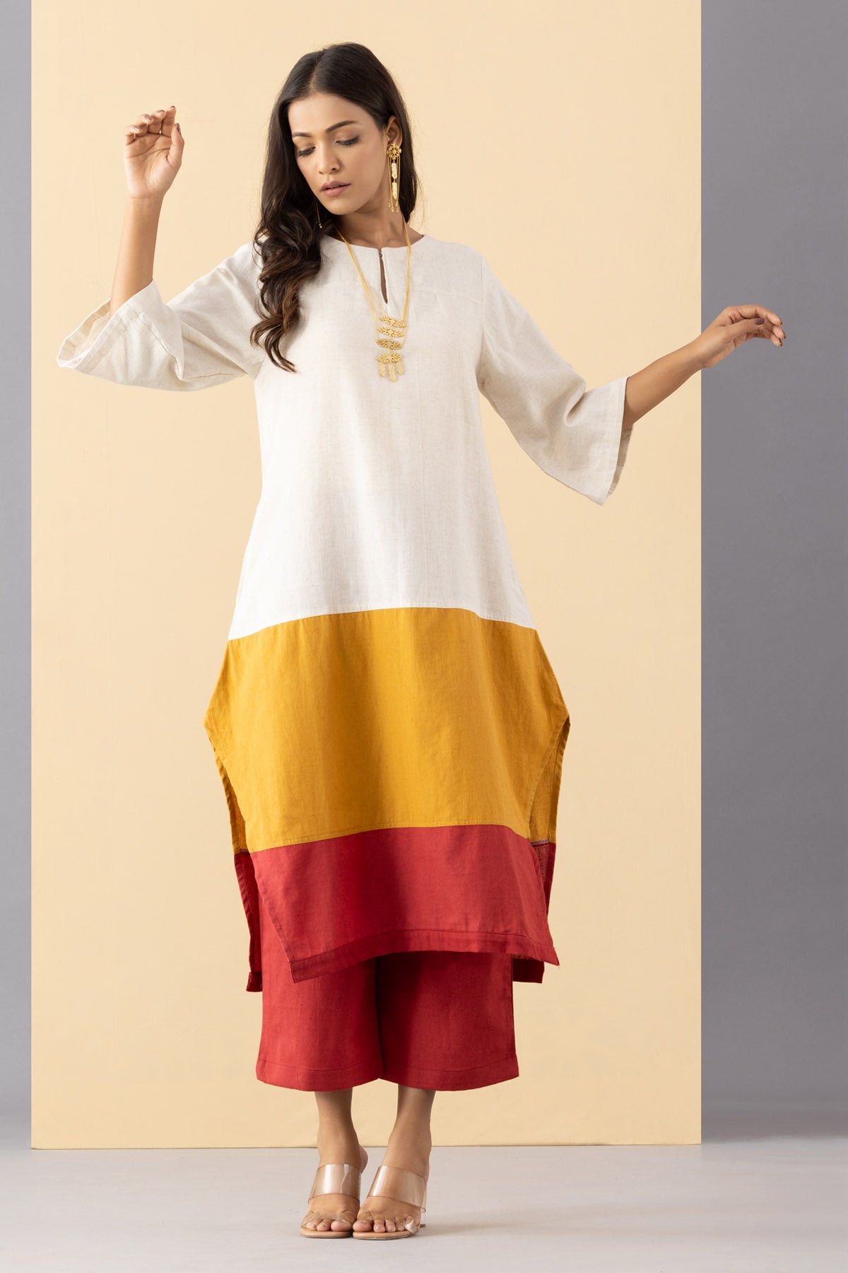 A-Line 3 Tone Tunic & Red Pants