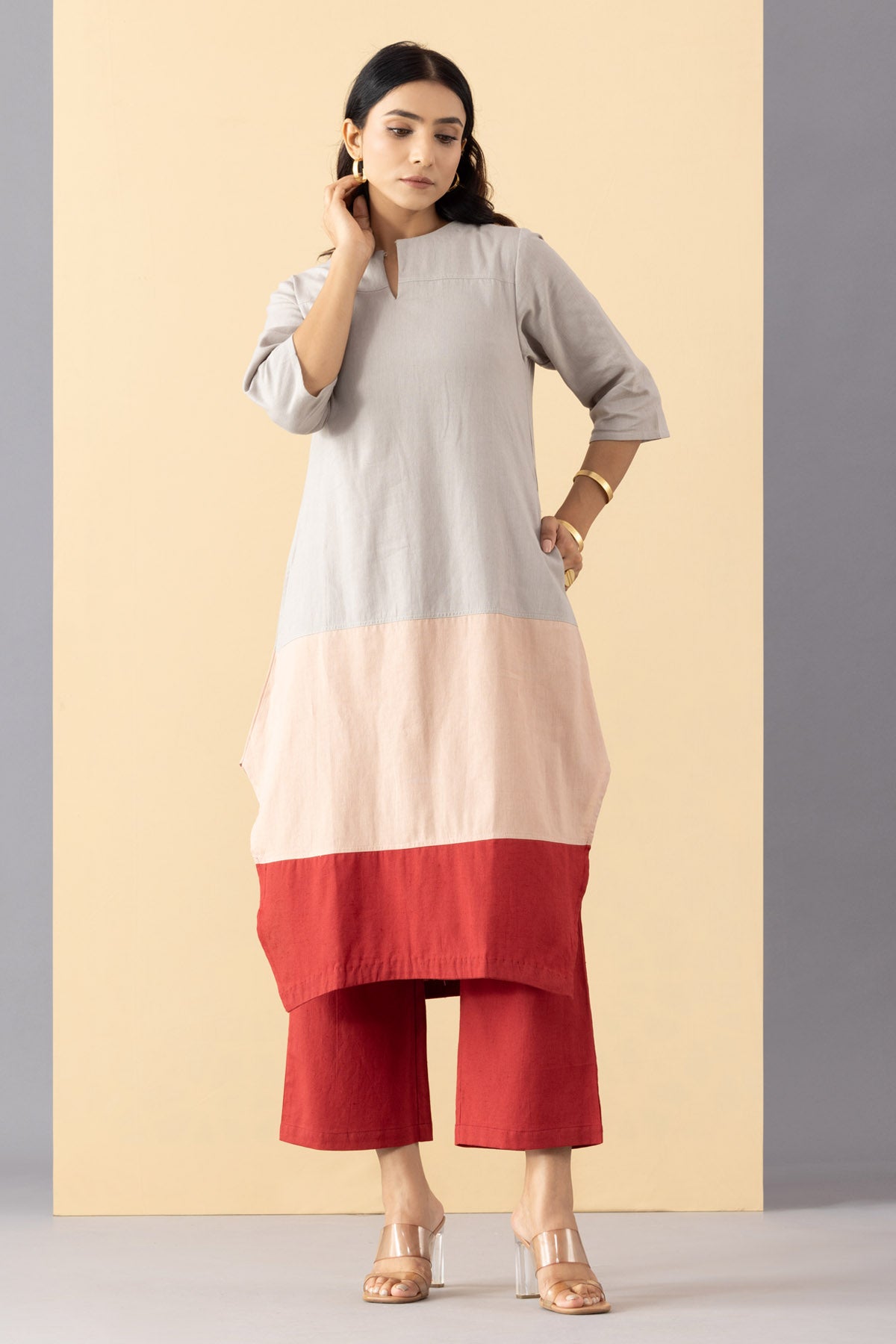A-Line Cotton Tunic & Red Pants