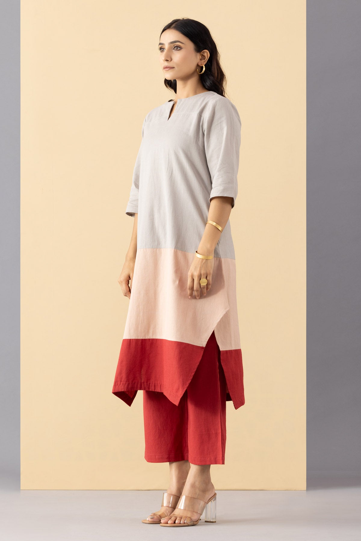 A-Line Cotton Tunic & Red Pants