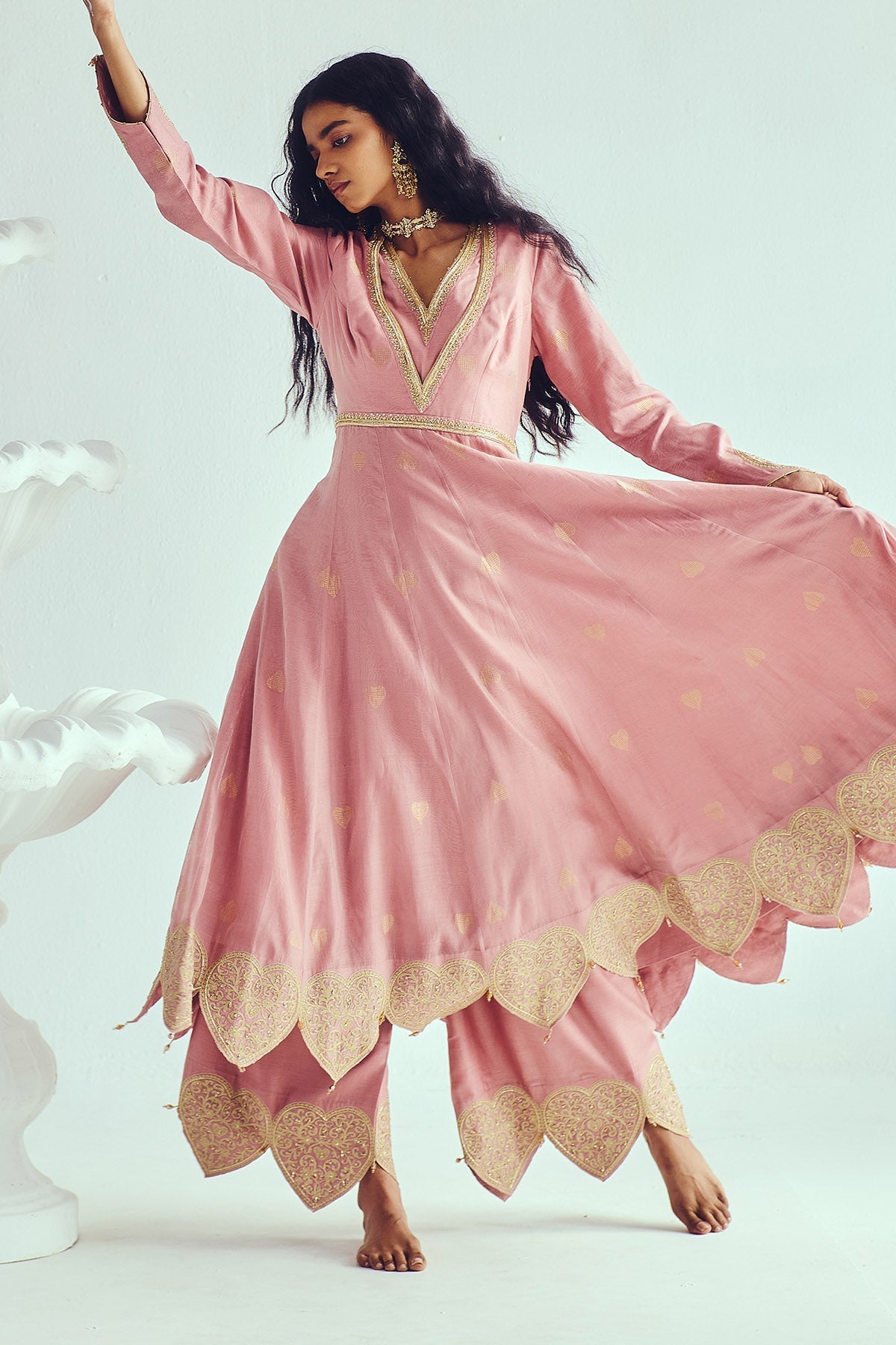 Buy Aari Embroidered Anarkali Set by WABI SABI for Women online at ScrollnShops