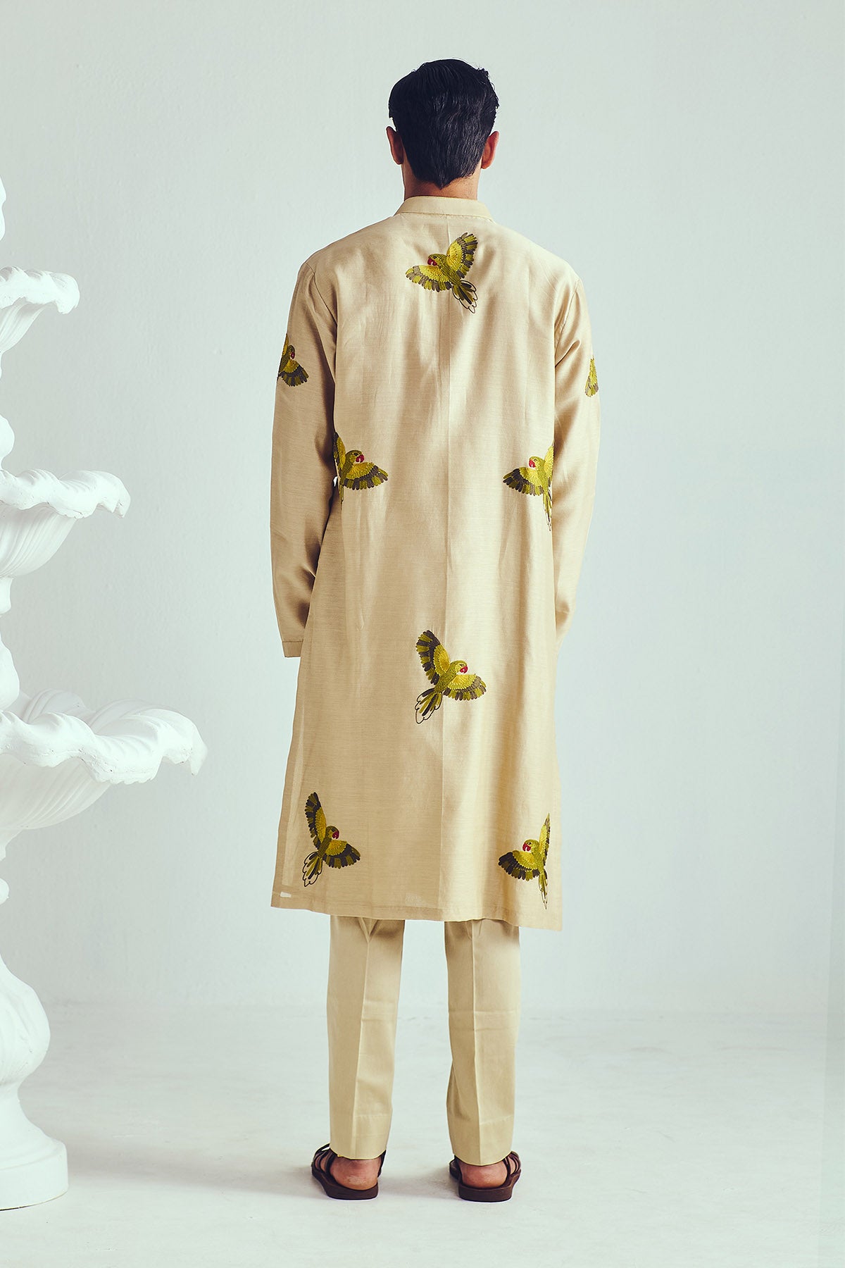 Aari Embroidered Beige Kurta Set