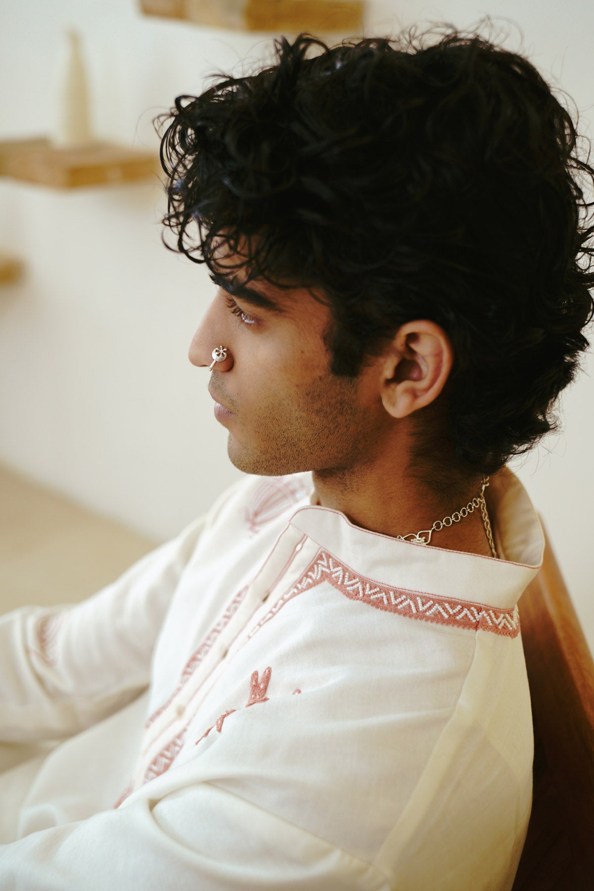 Aari Embroidered Ivory Kurta Set