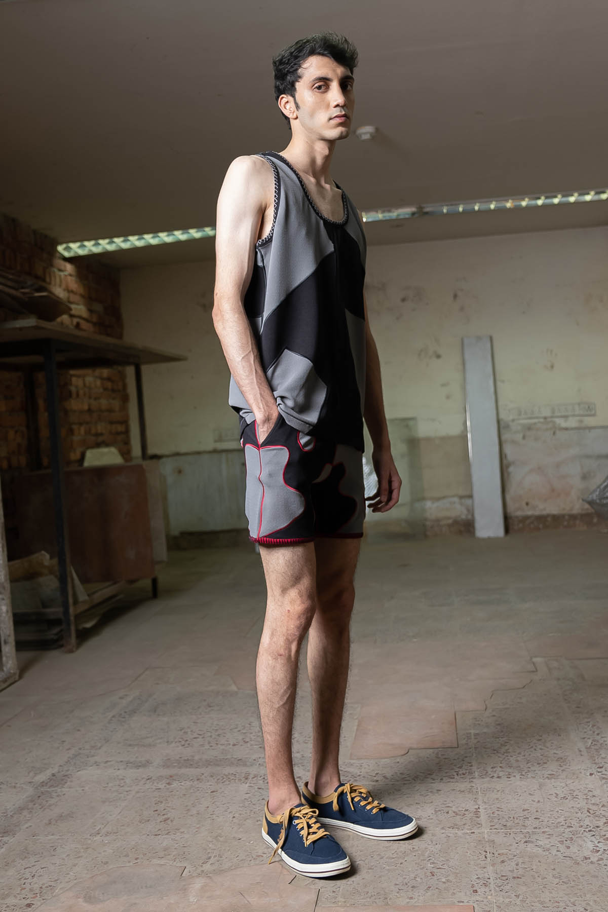 Abstract Panelled T-shirt