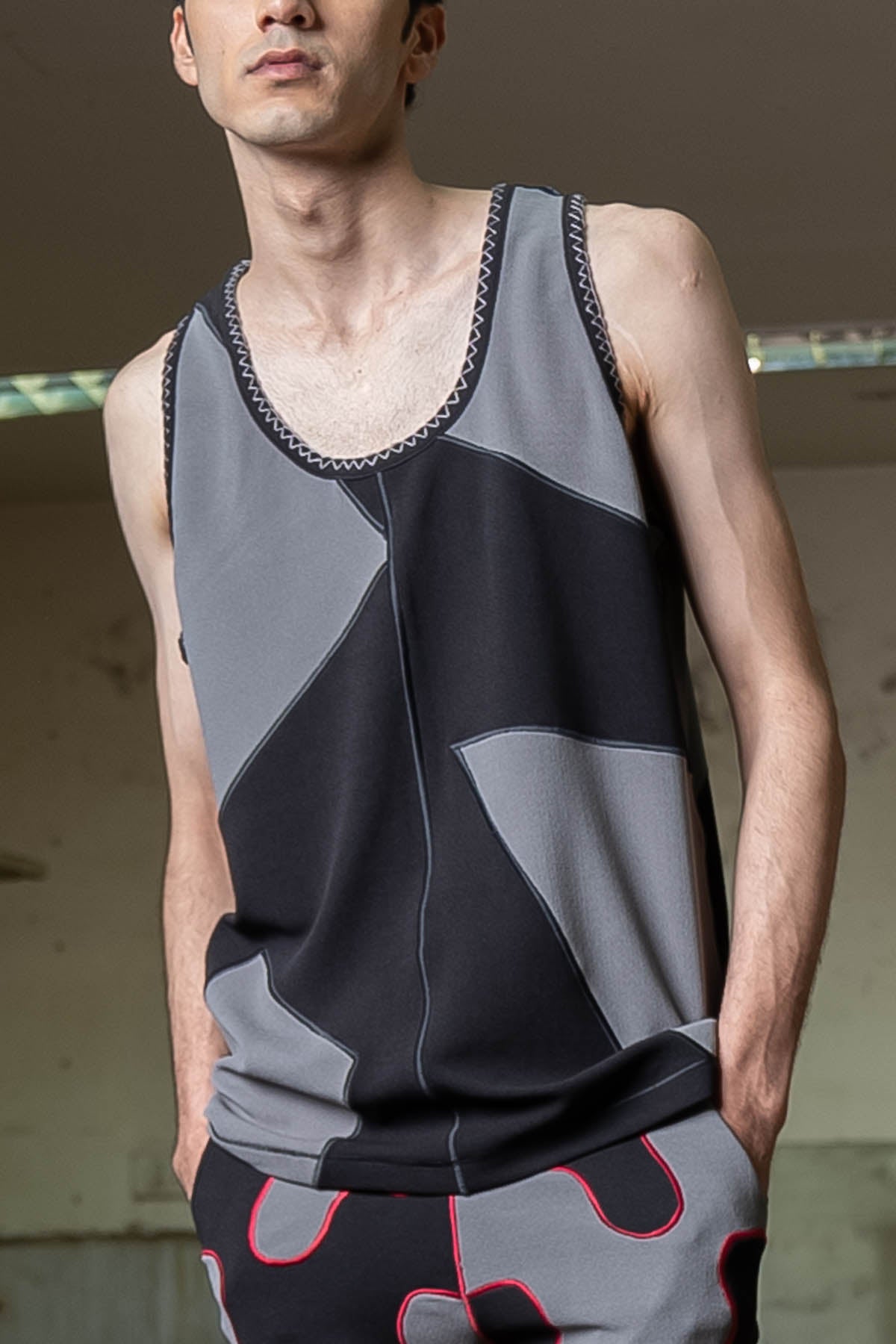 Abstract Panelled T-shirt