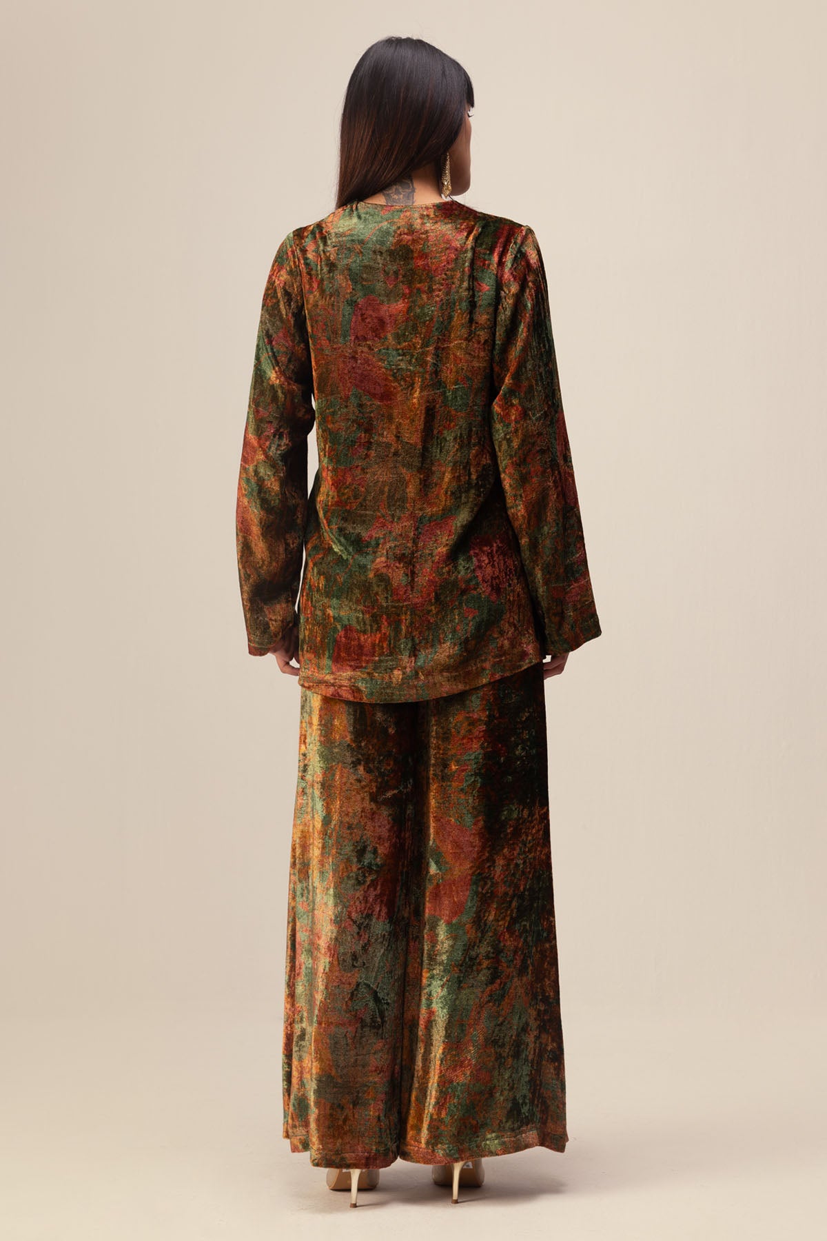 Abstract Print Jacket Set