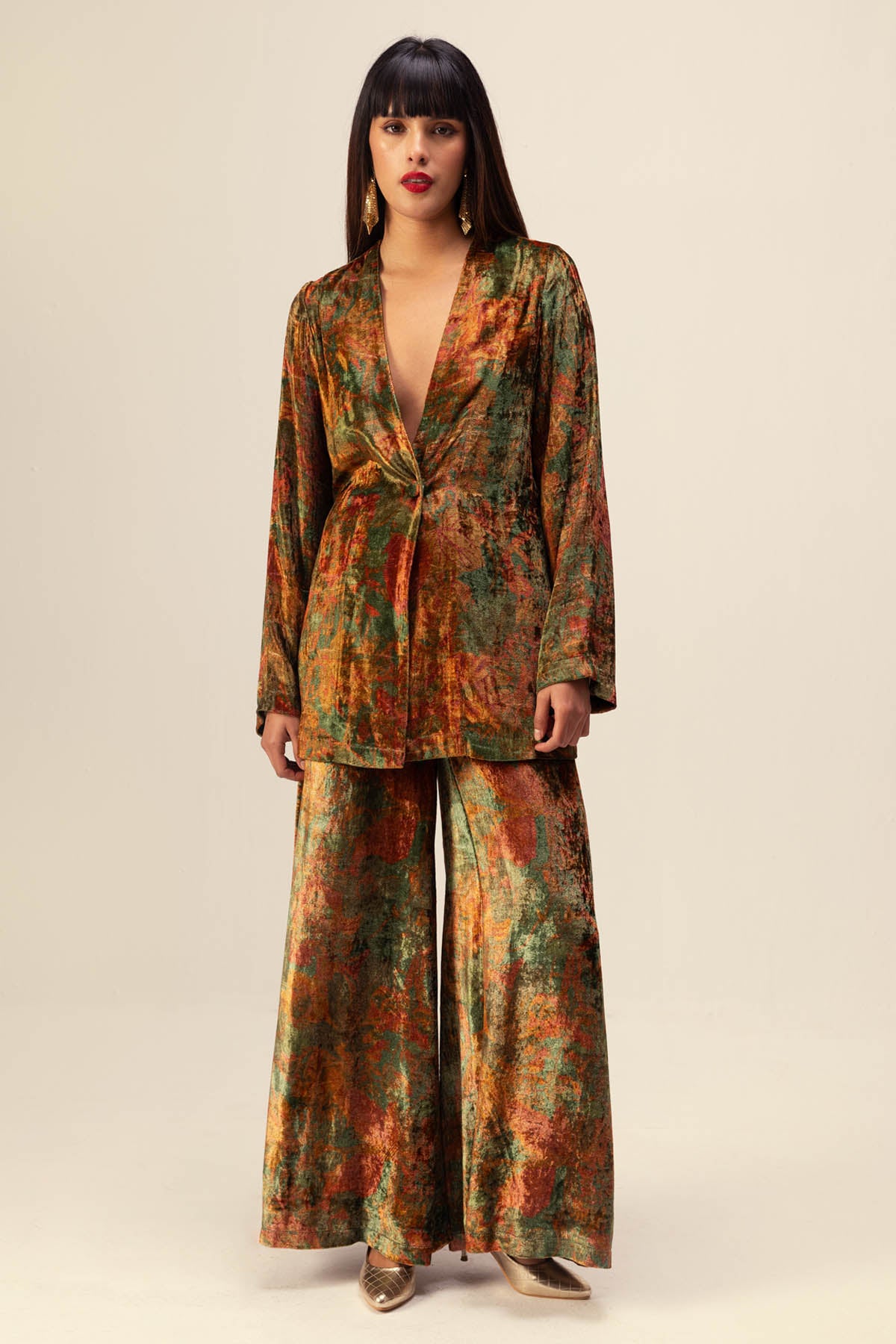 Abstract Print Jacket Set