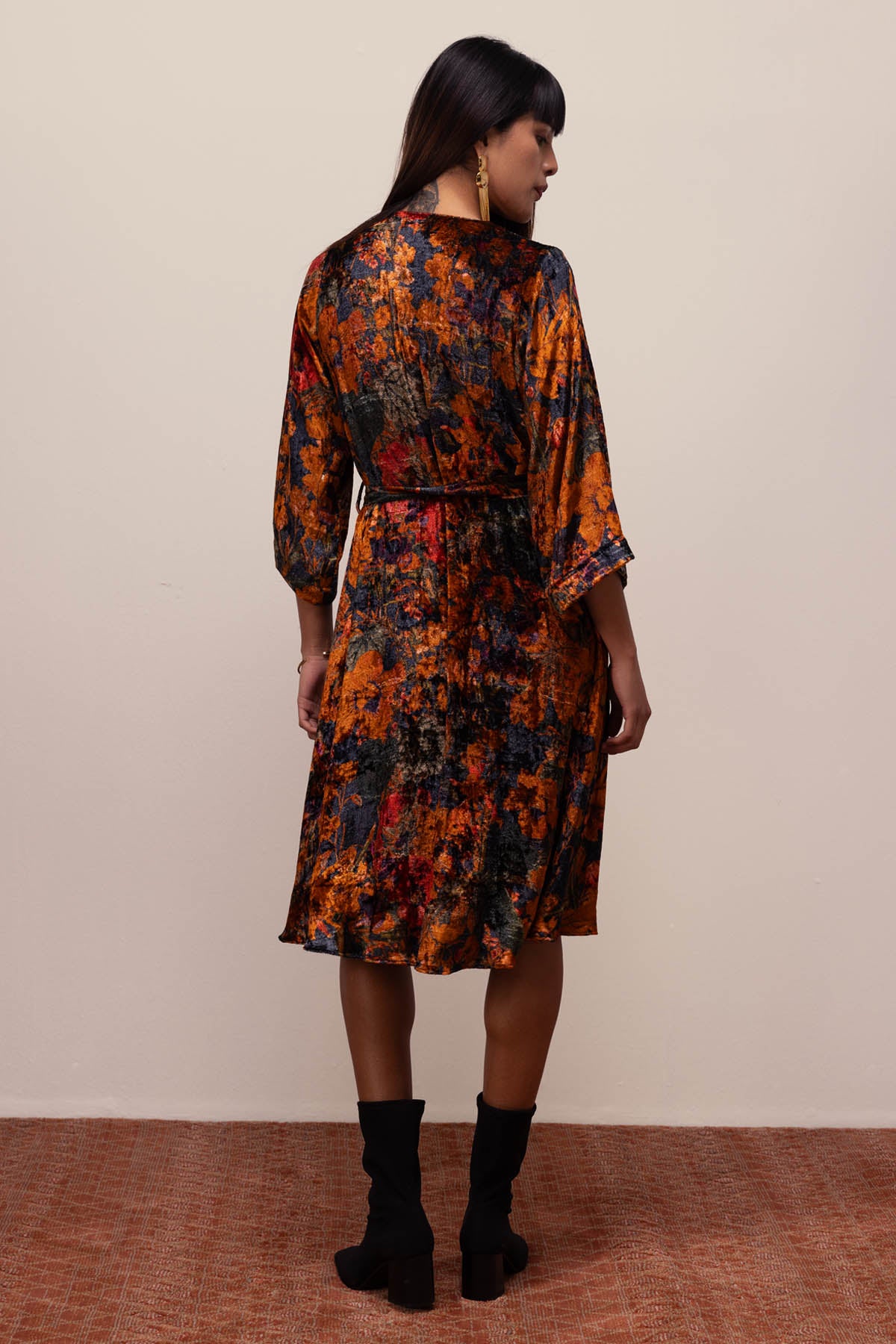 Abstract Print Velvet Dress