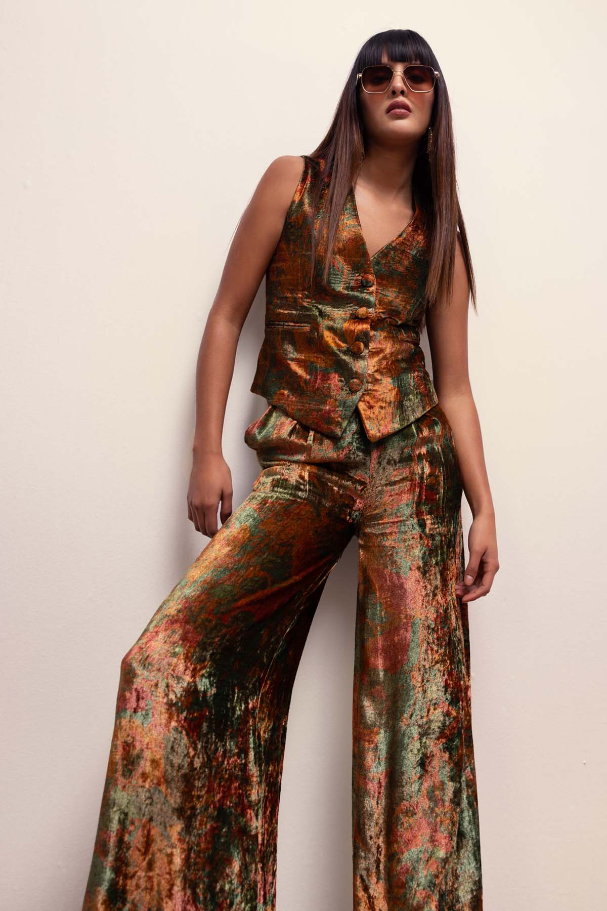 Abstract Print Waistcoat & Pants