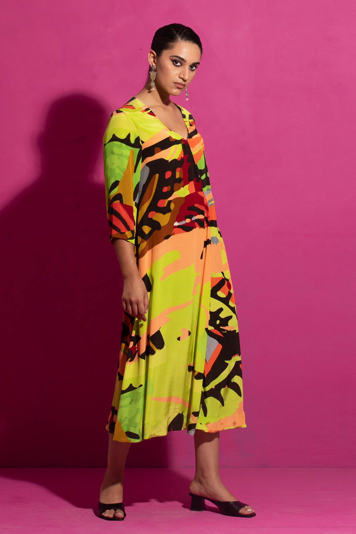 Abstract Printed Crepe Dress