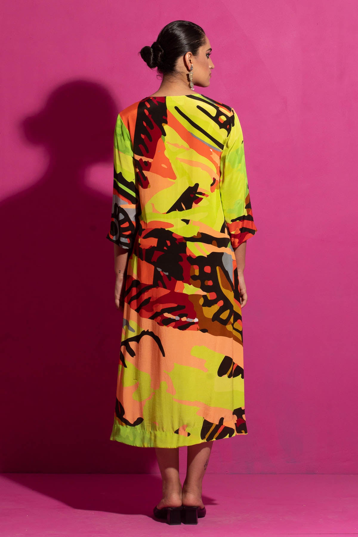 Abstract Printed Crepe Dress