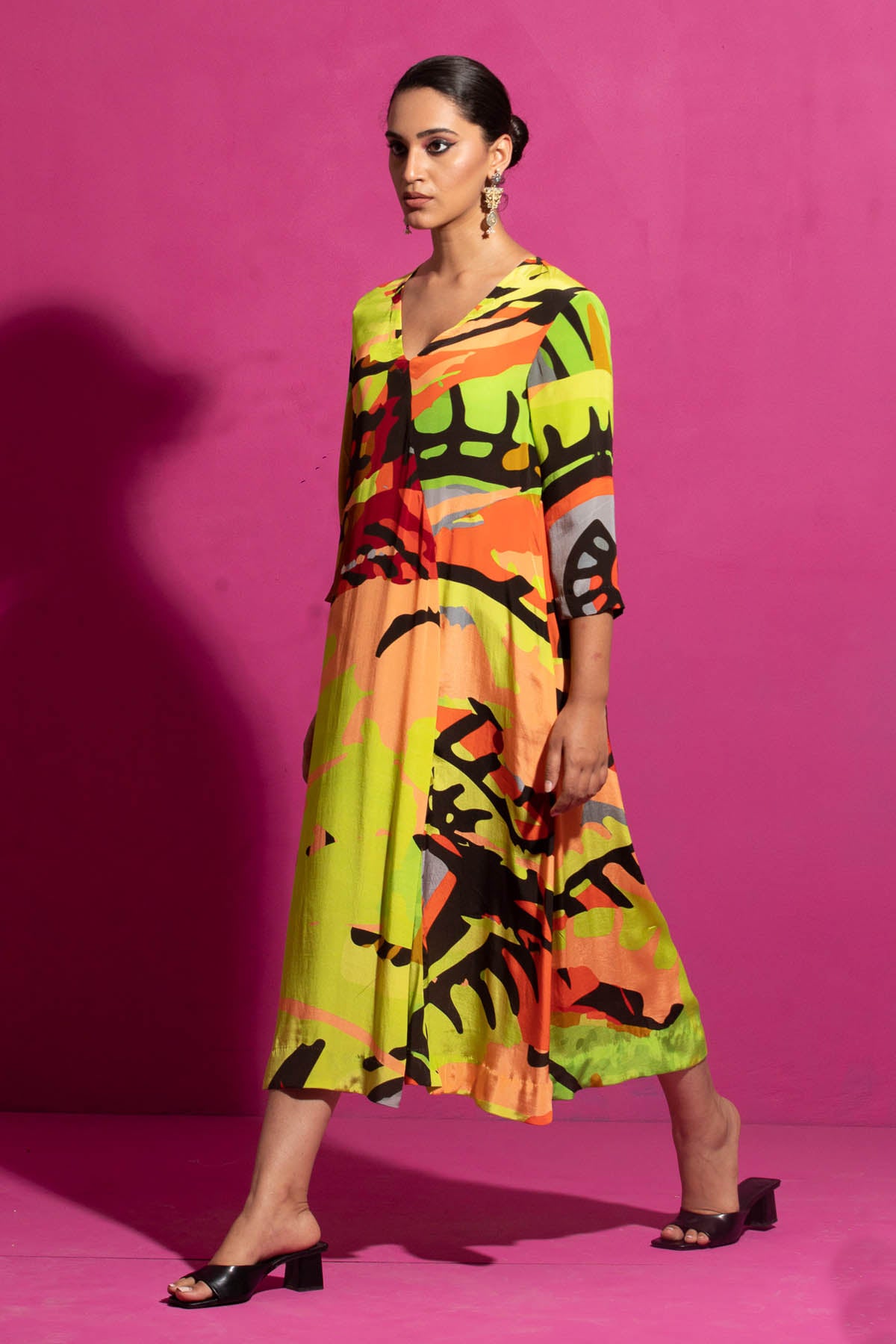 Abstract Printed Crepe Dress